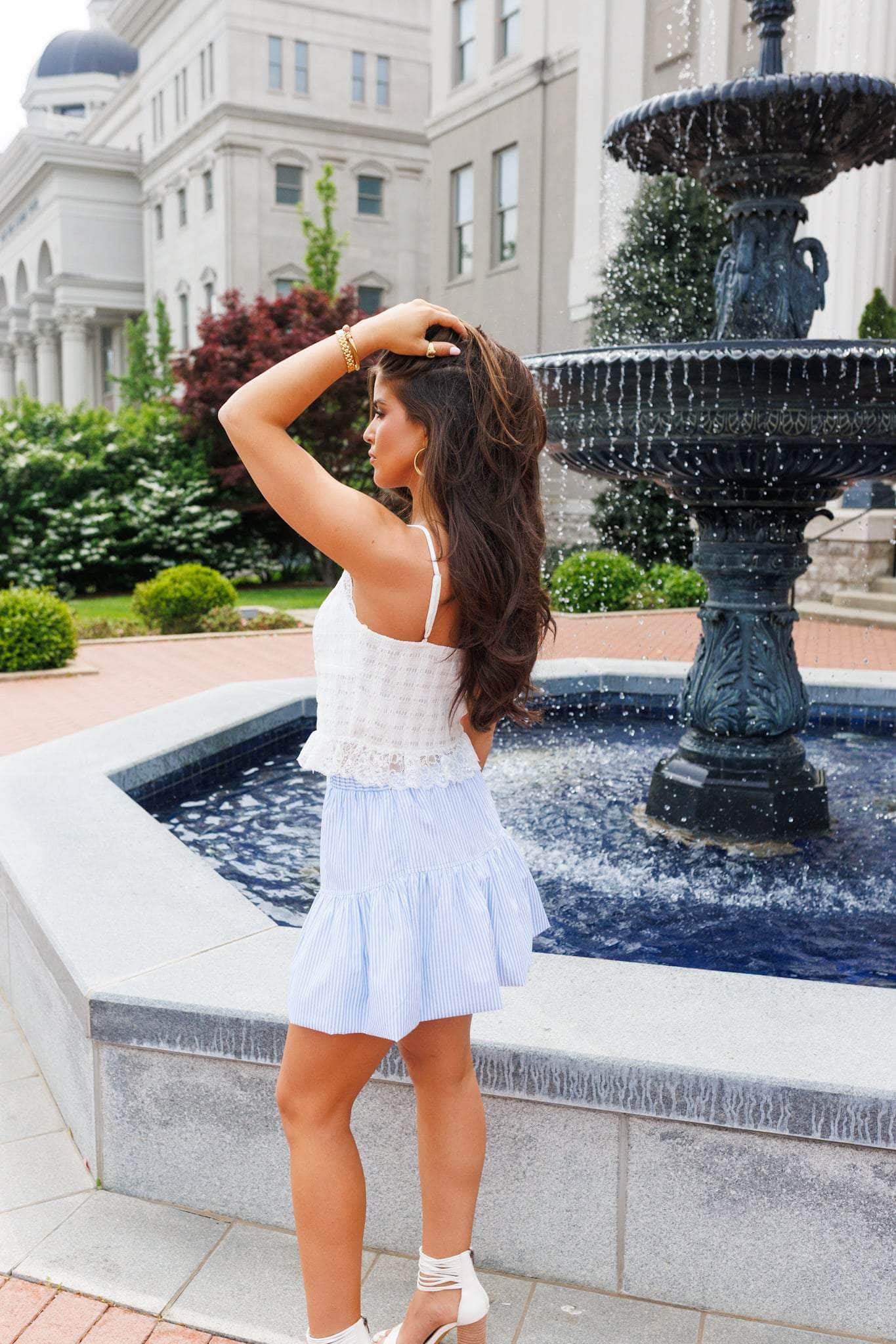 Blue Striped Bubble Skirt - Image 2