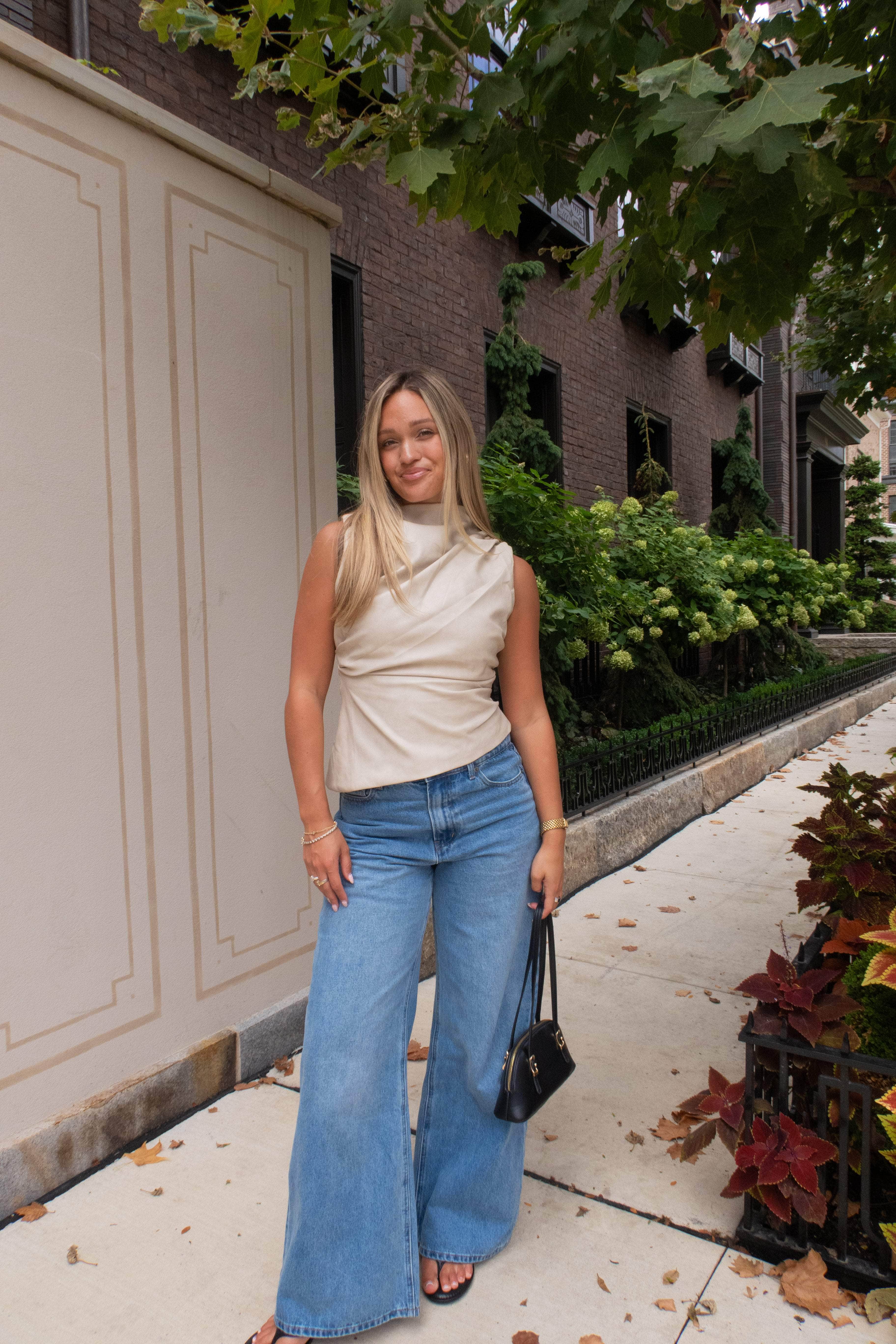 Beige Distressed Leather Top - Image 7