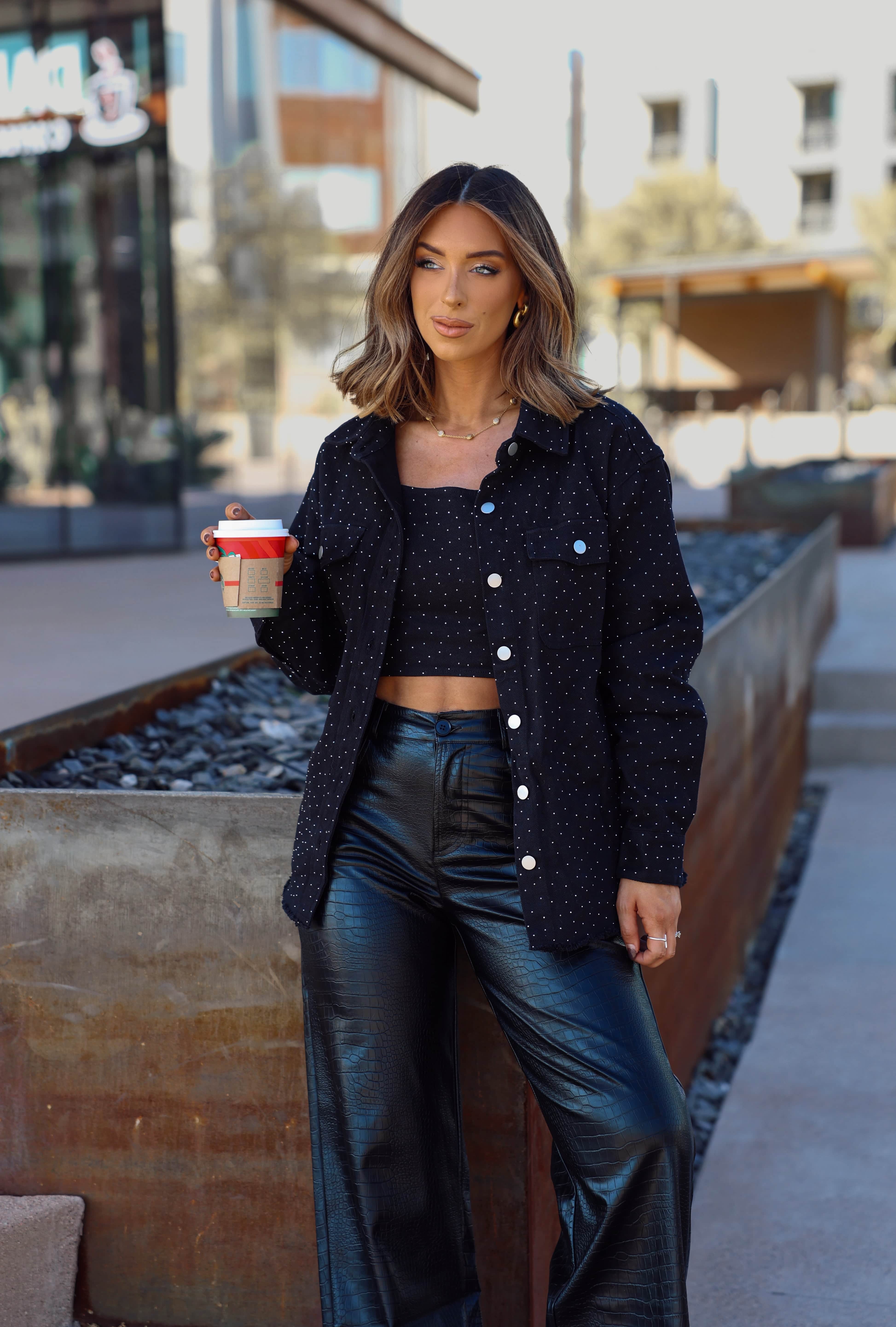 Black Rhinestone Crop Tank - Image 3