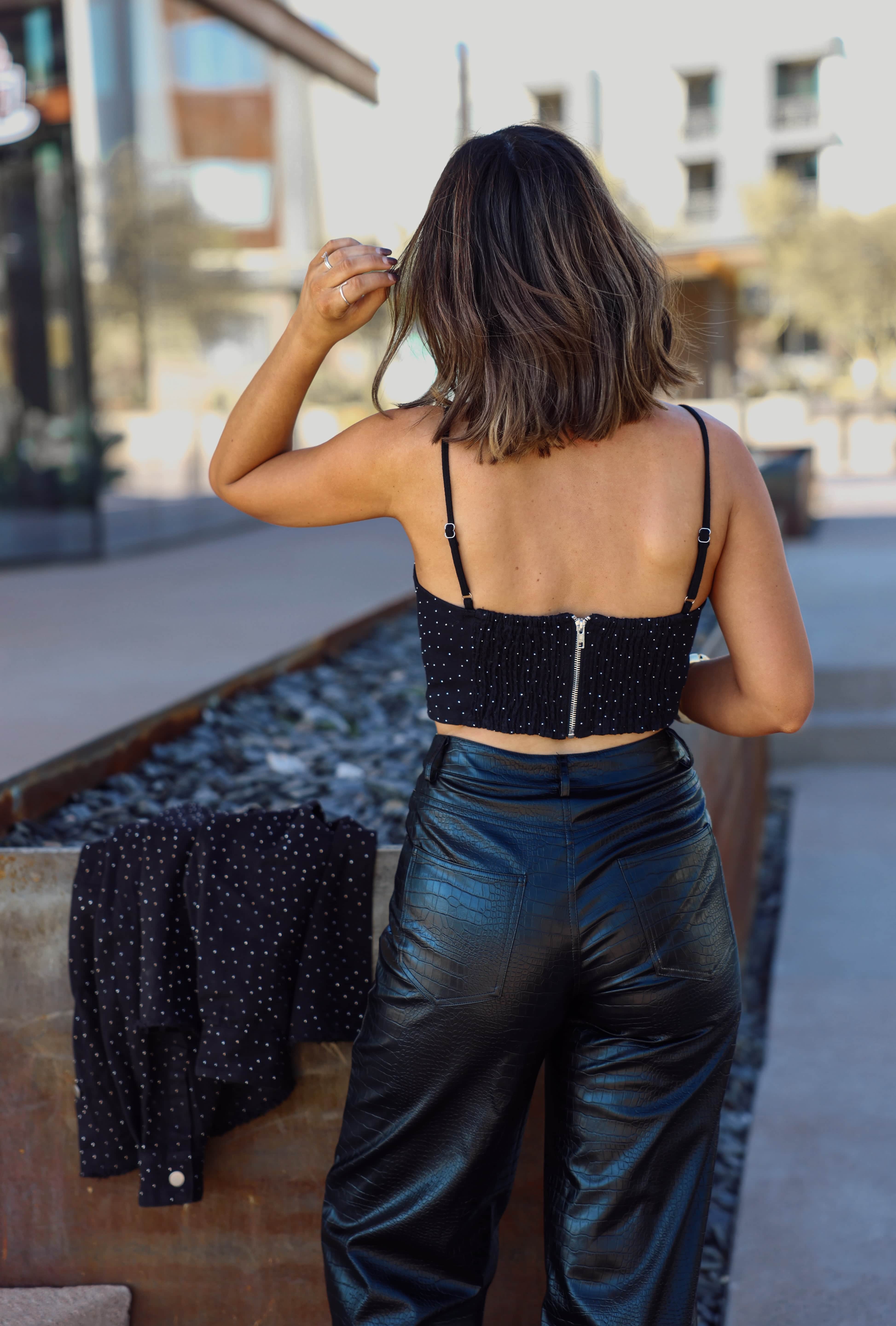 Black Rhinestone Crop Tank - Image 6