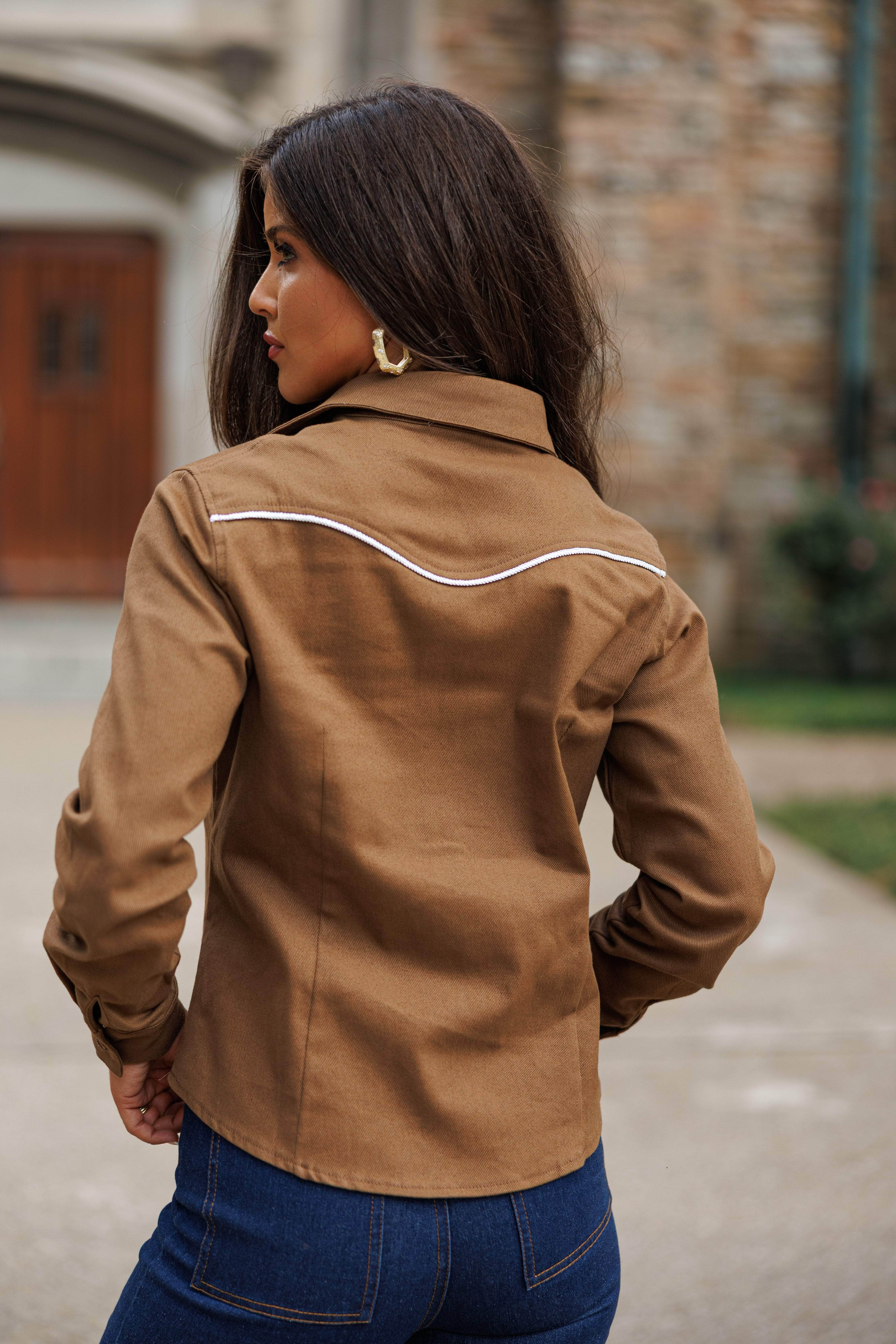 Brown Button Down Western Top - Image 2