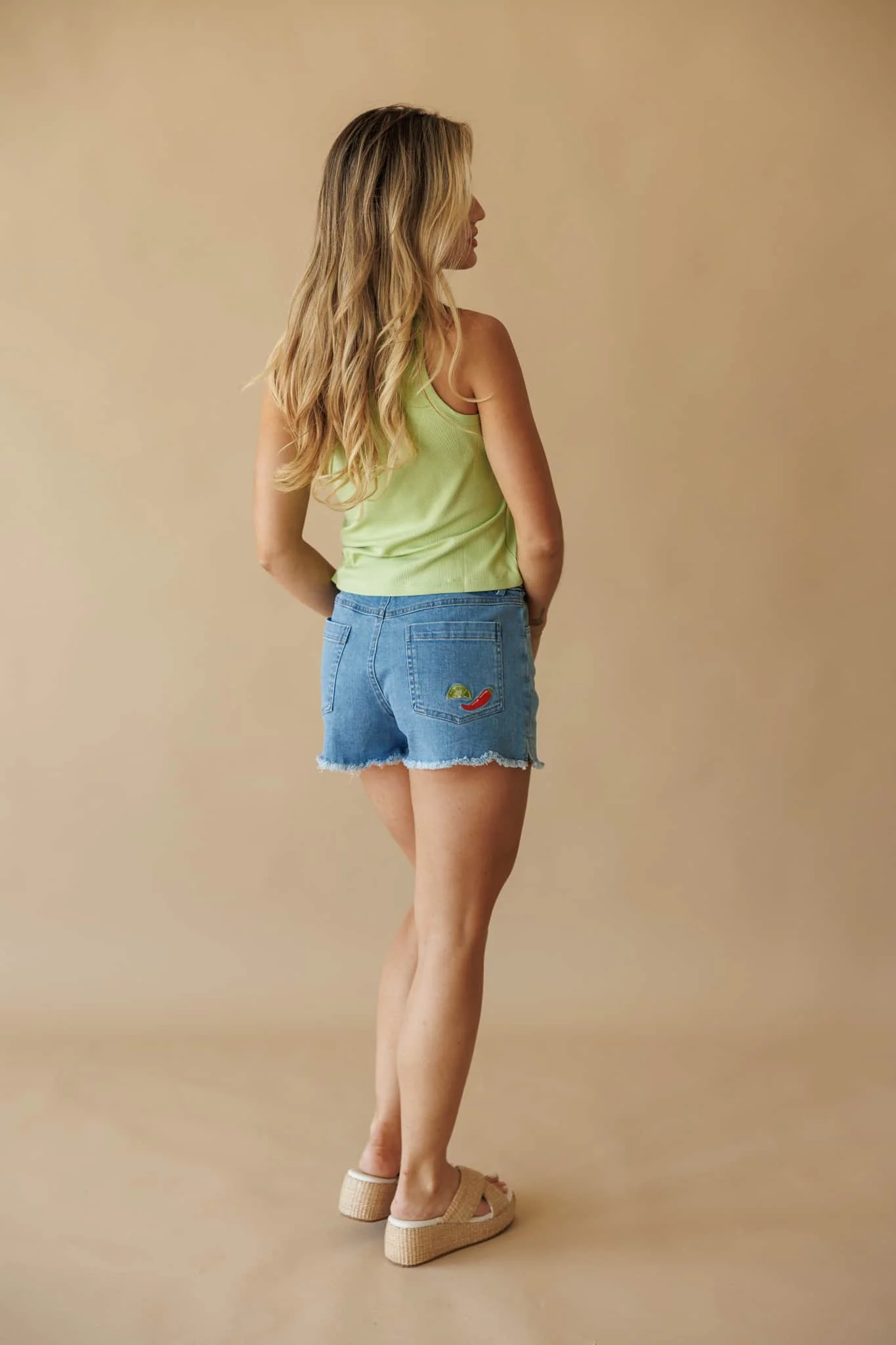 Chili Embroidered Denim Shorts - Image 5