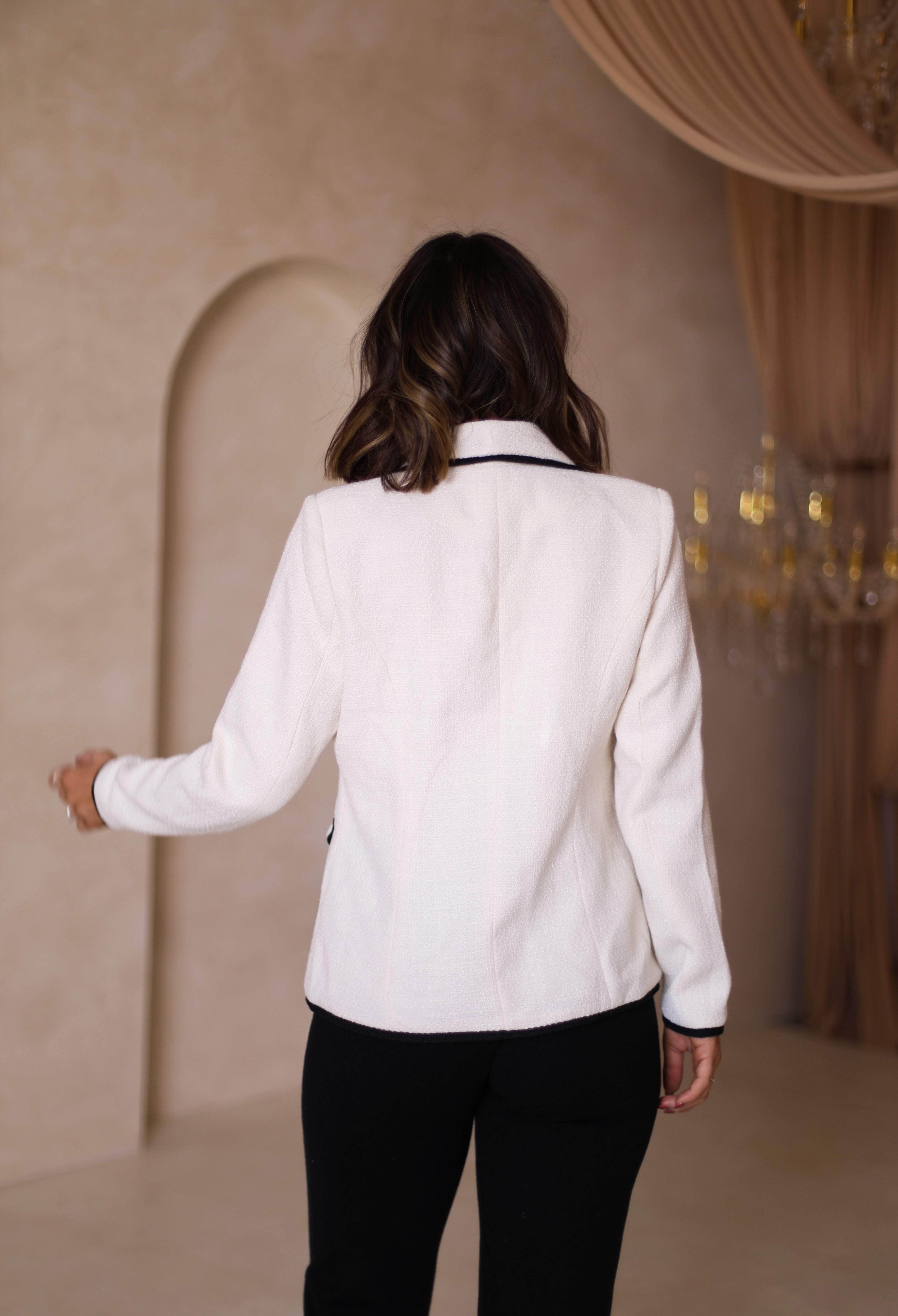 Contrast Binding Boucle Blazer - Image 5