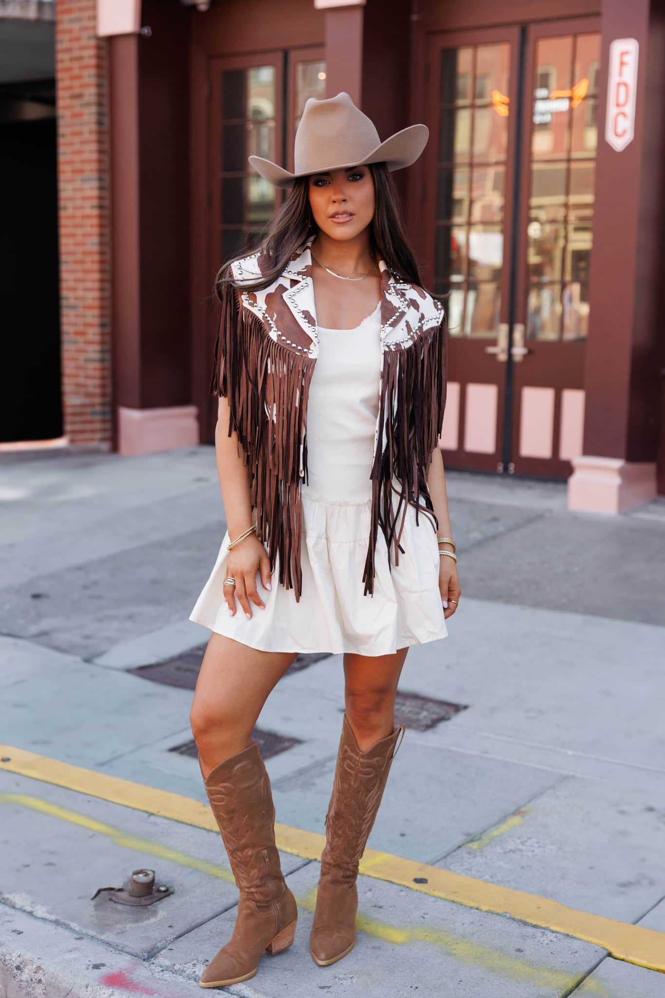 Cow Print Studded Fringe Shrug - Image 3