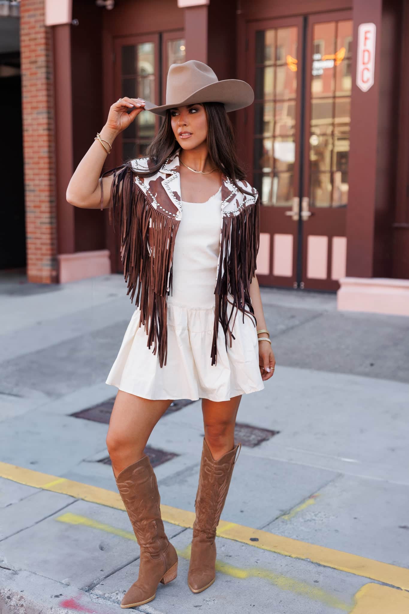 Cow Print Studded Fringe Shrug - Image 8