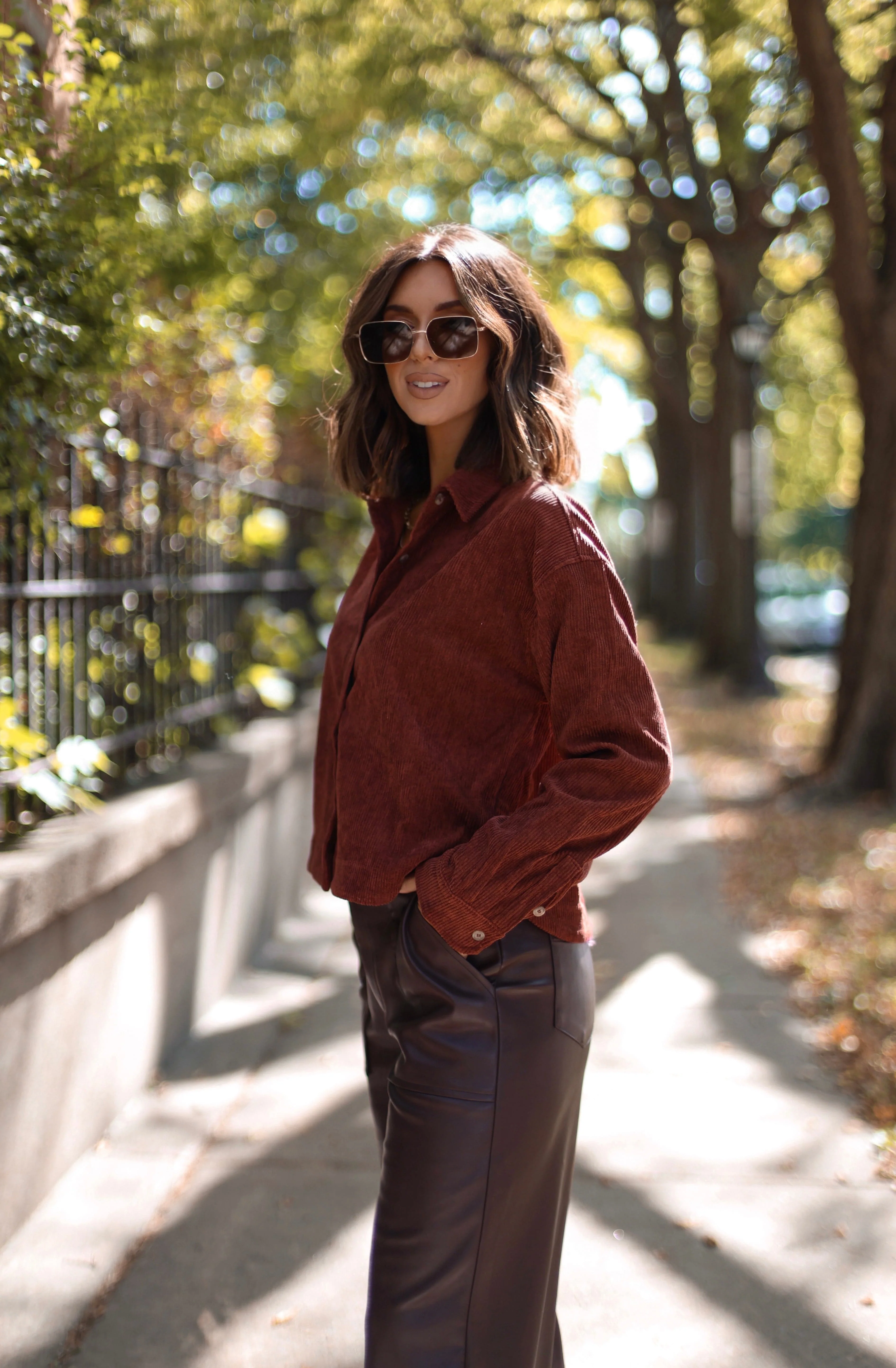 Cropped Corduroy Button Up - Image 4