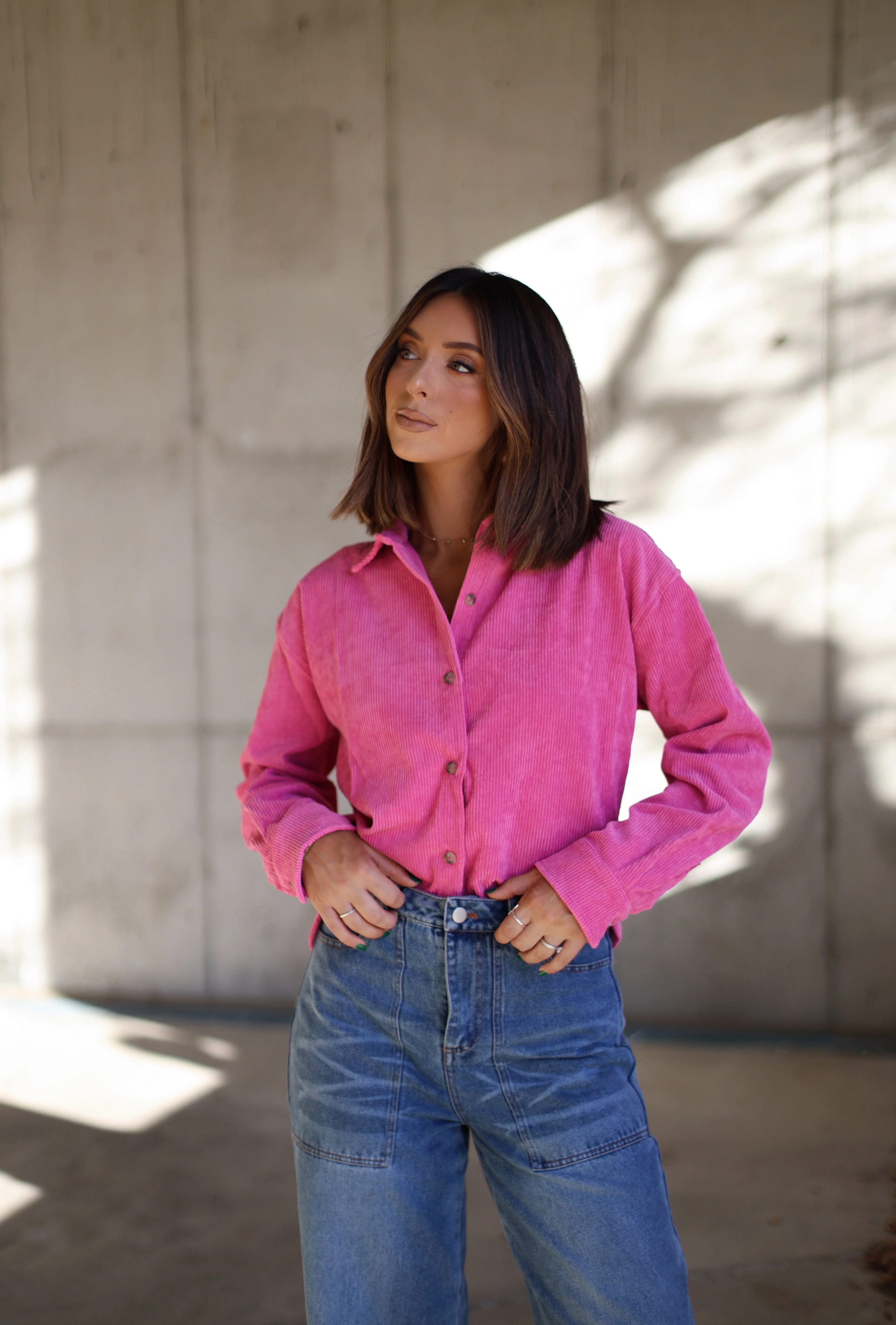 Cropped Corduroy Button Up - Image 5