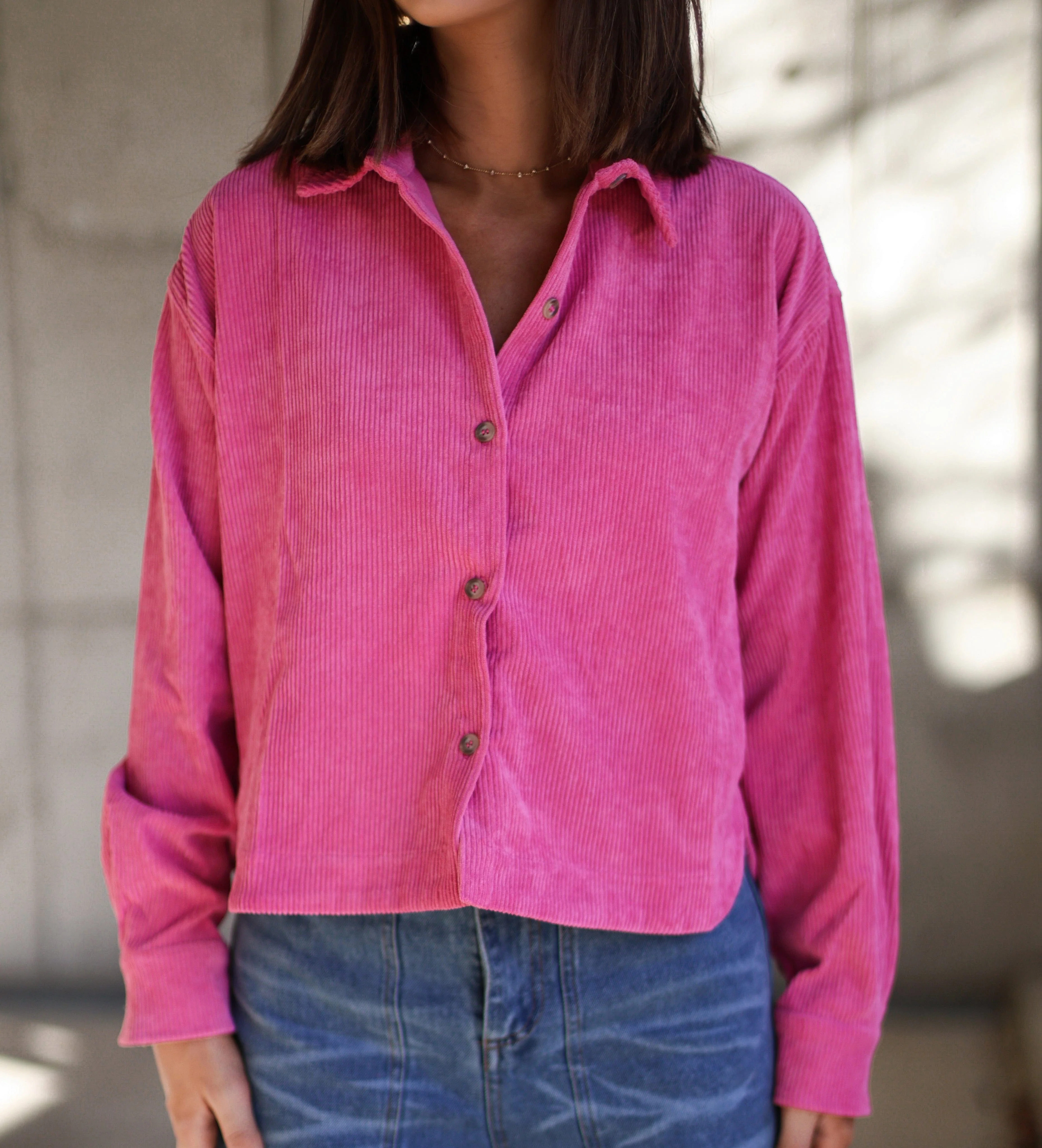 Cropped Corduroy Button Up - Image 6