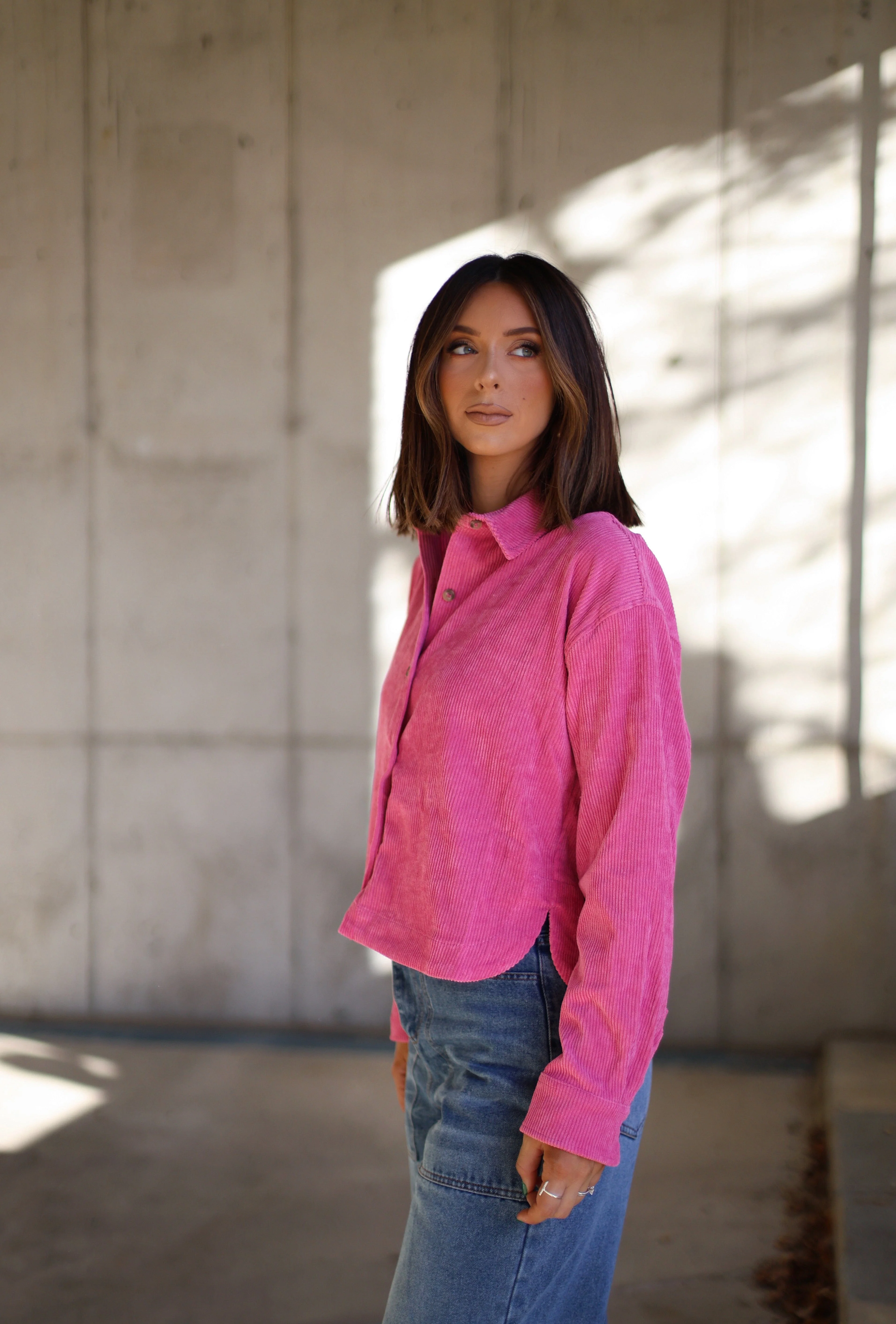 Cropped Corduroy Button Up - Image 8