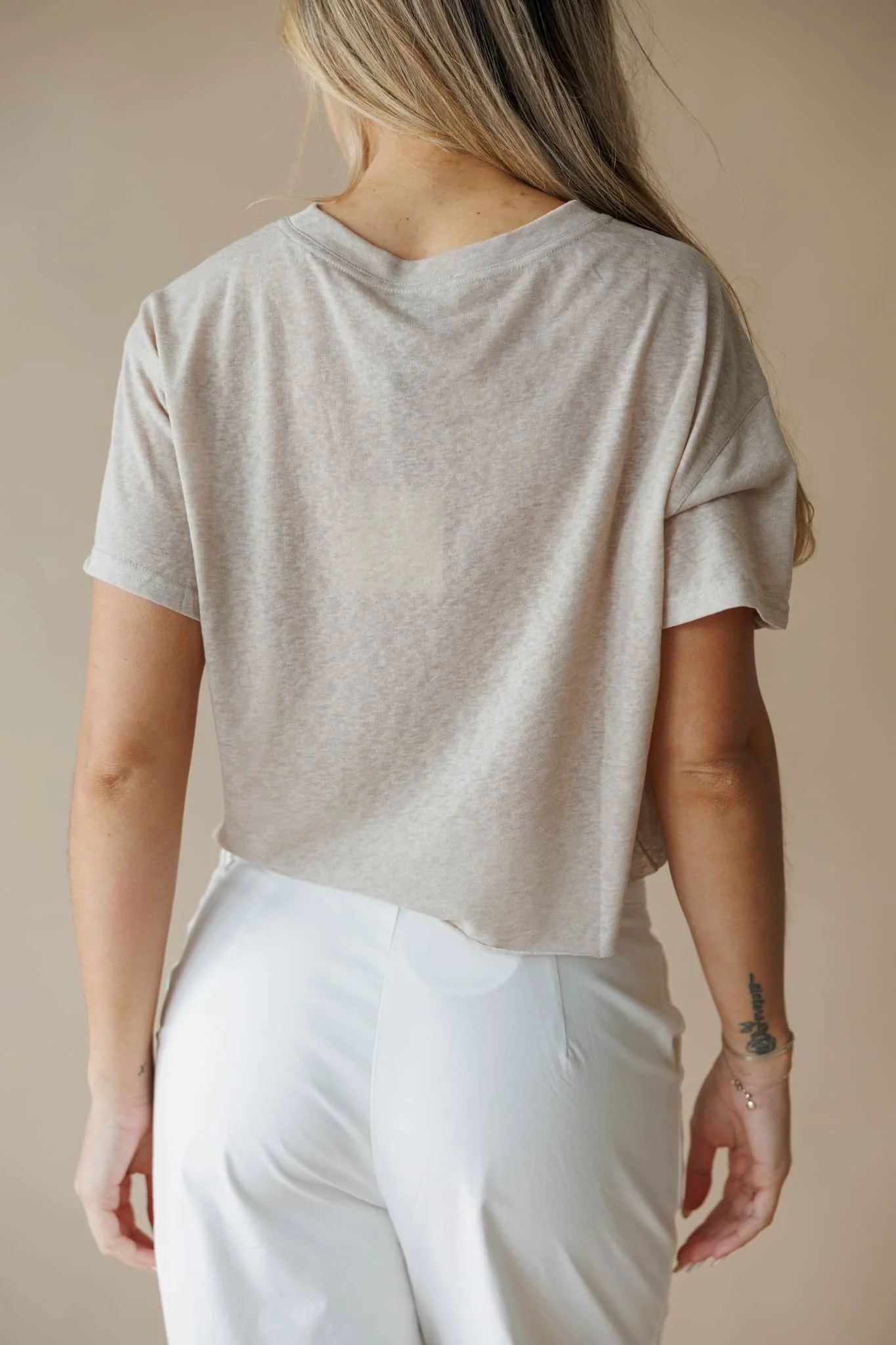 Cropped Raw Hem Tee - Image 4