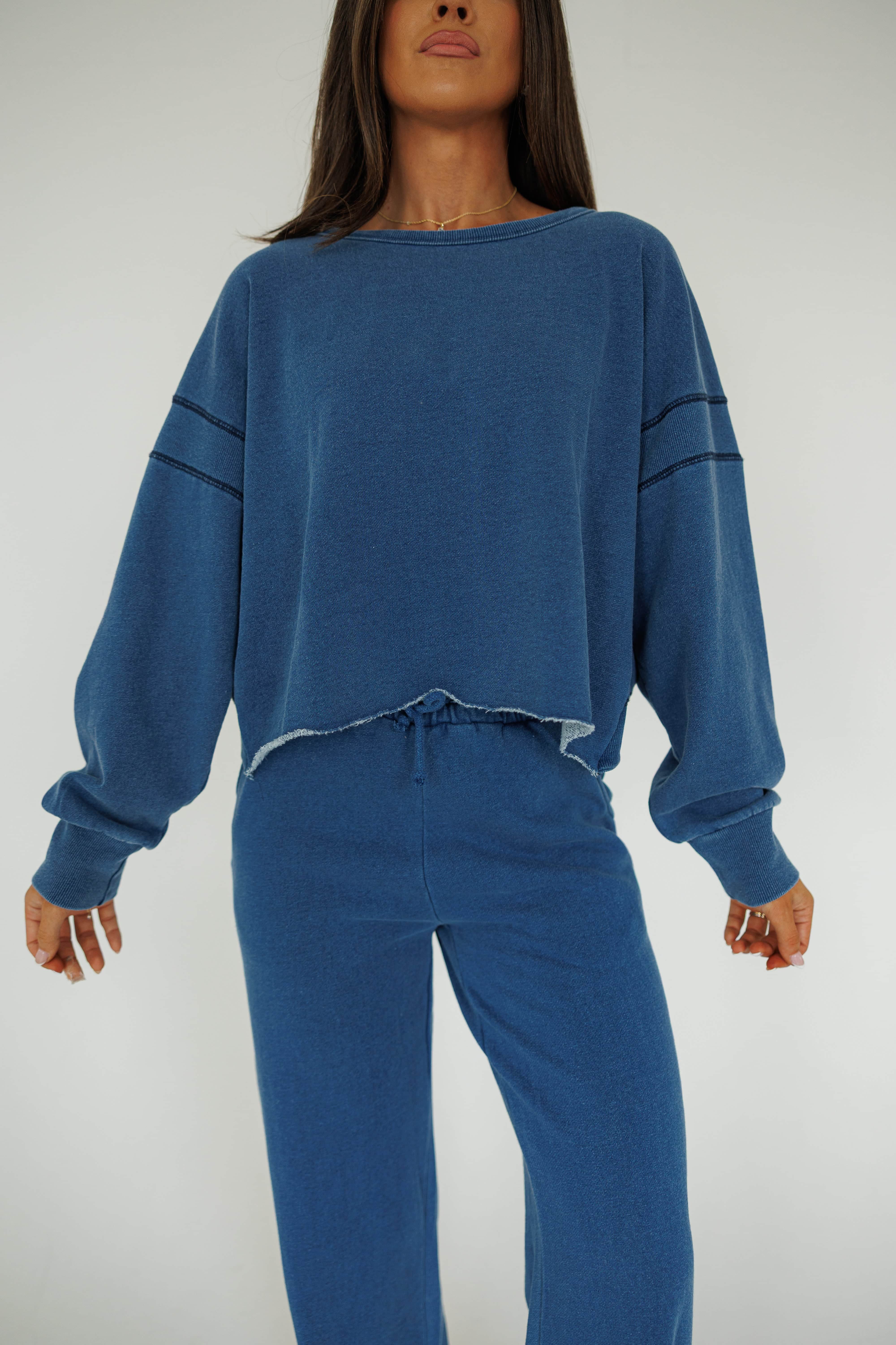 Denim Wash Cutout Back Sweatshirt - Image 3
