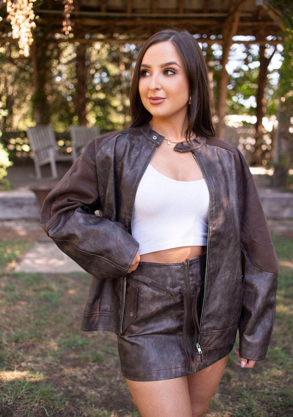 Espresso Faux Leather Mini Skirt - Image 2