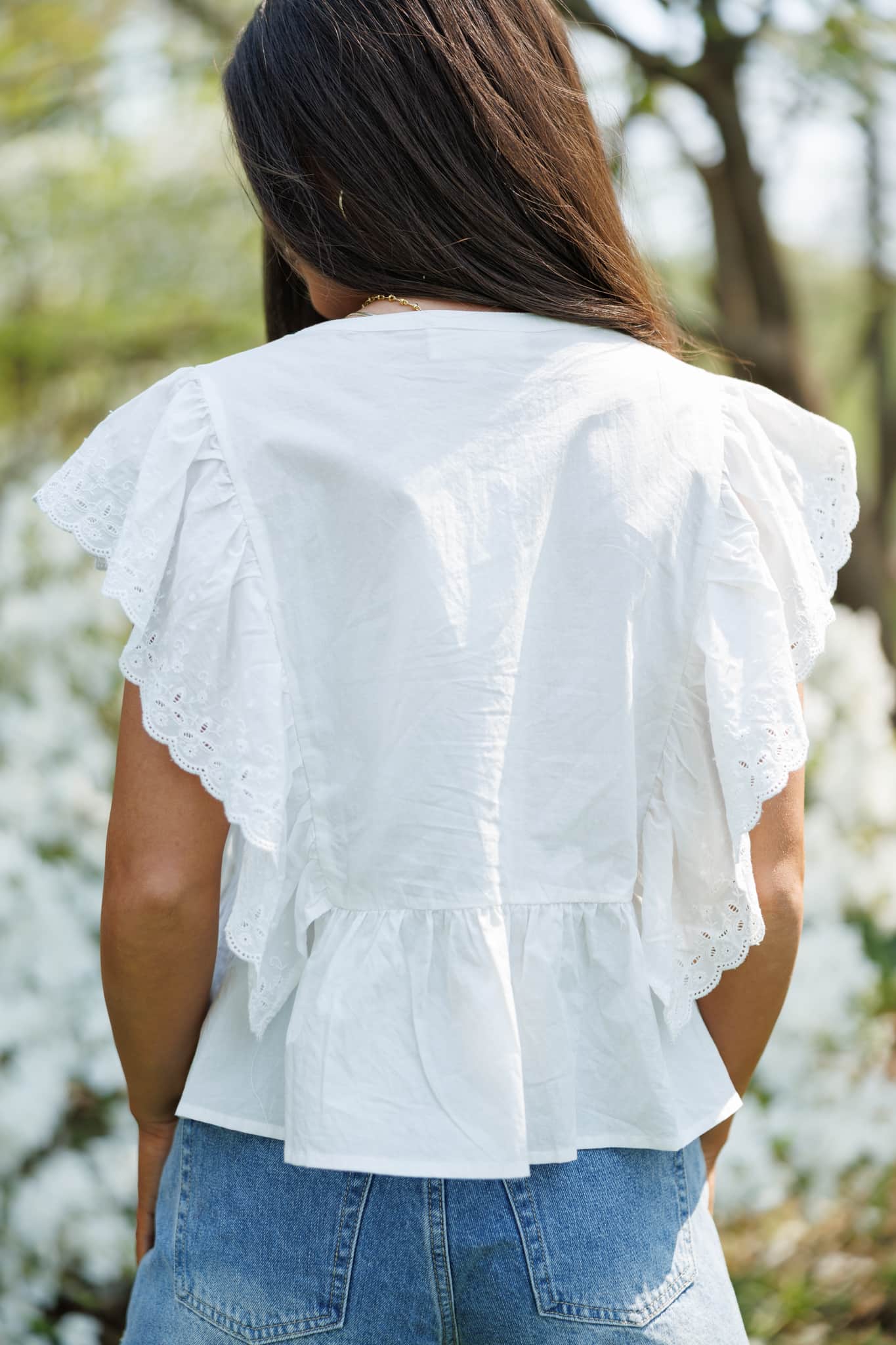 Eyelet Ruffled Poplin Blouse - Image 3