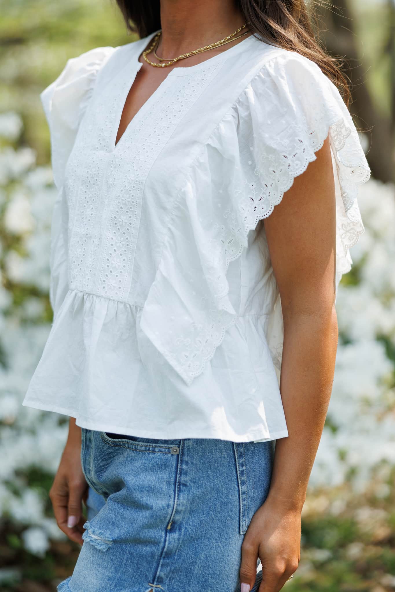 Eyelet Ruffled Poplin Blouse - Image 4
