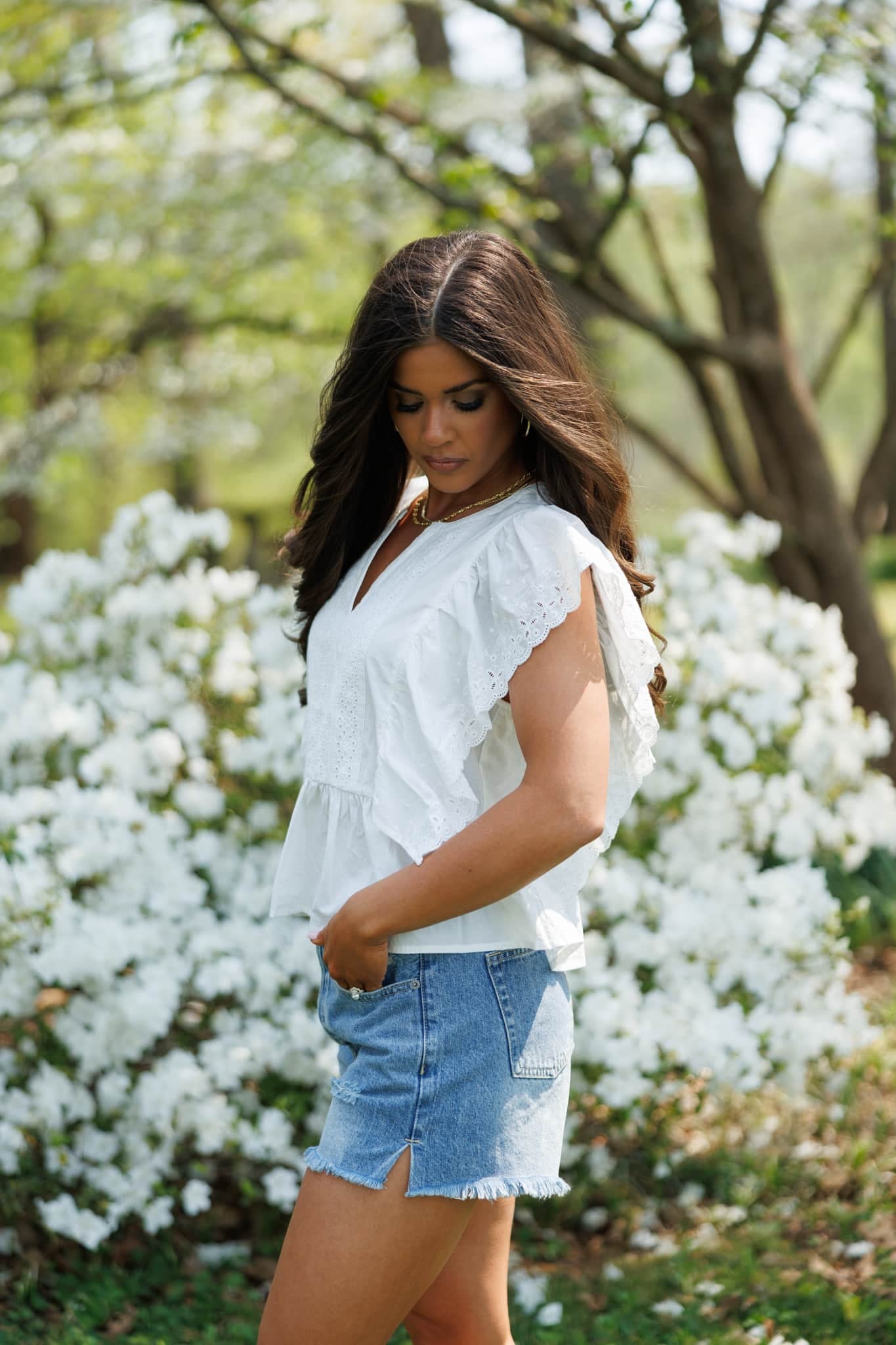 Eyelet Ruffled Poplin Blouse - Image 5