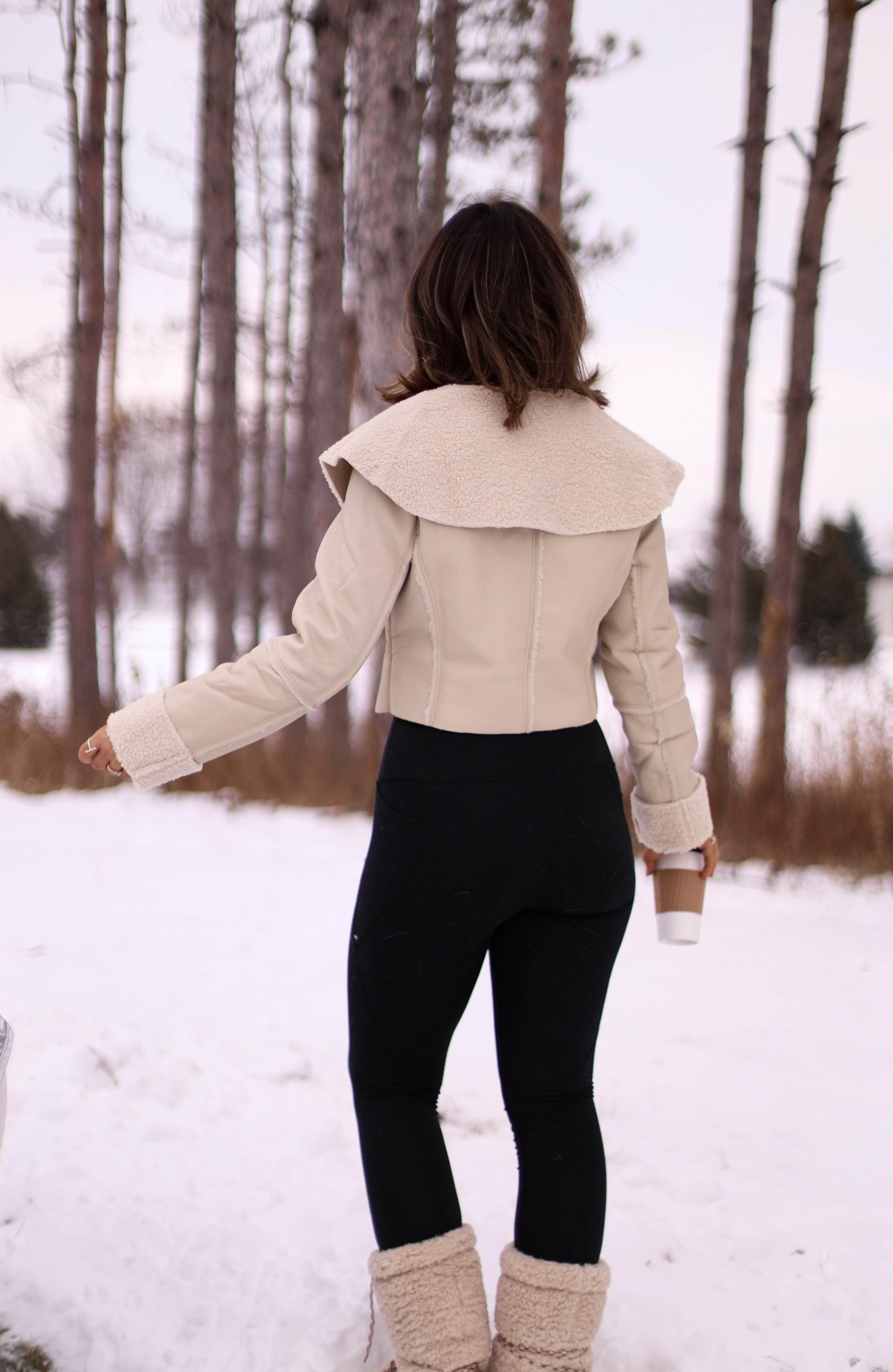 Faux Leather Shearling Jacket - Image 3