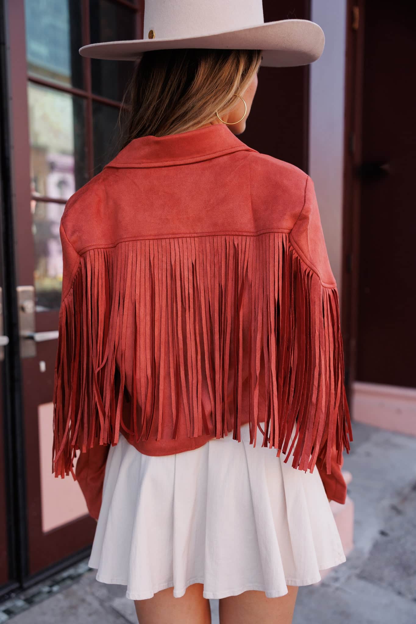 Festive Fringe Faux Suede Jacket - Image 2