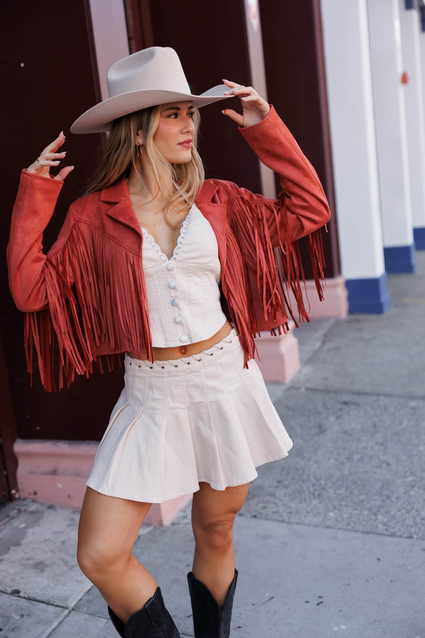 Festive Fringe Faux Suede Jacket - Image 4