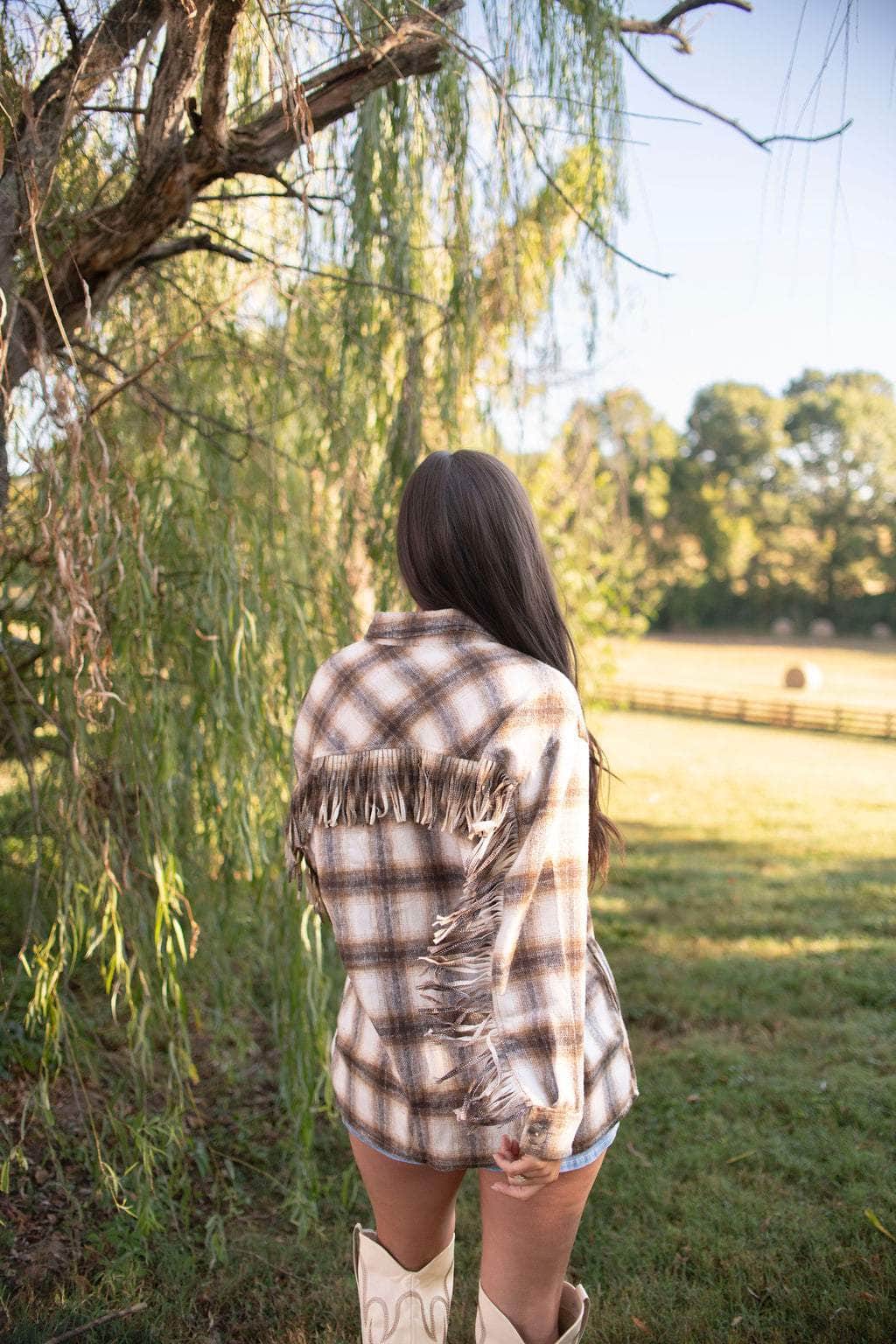 Homestead Fringe Plaid Shacket - Image 10