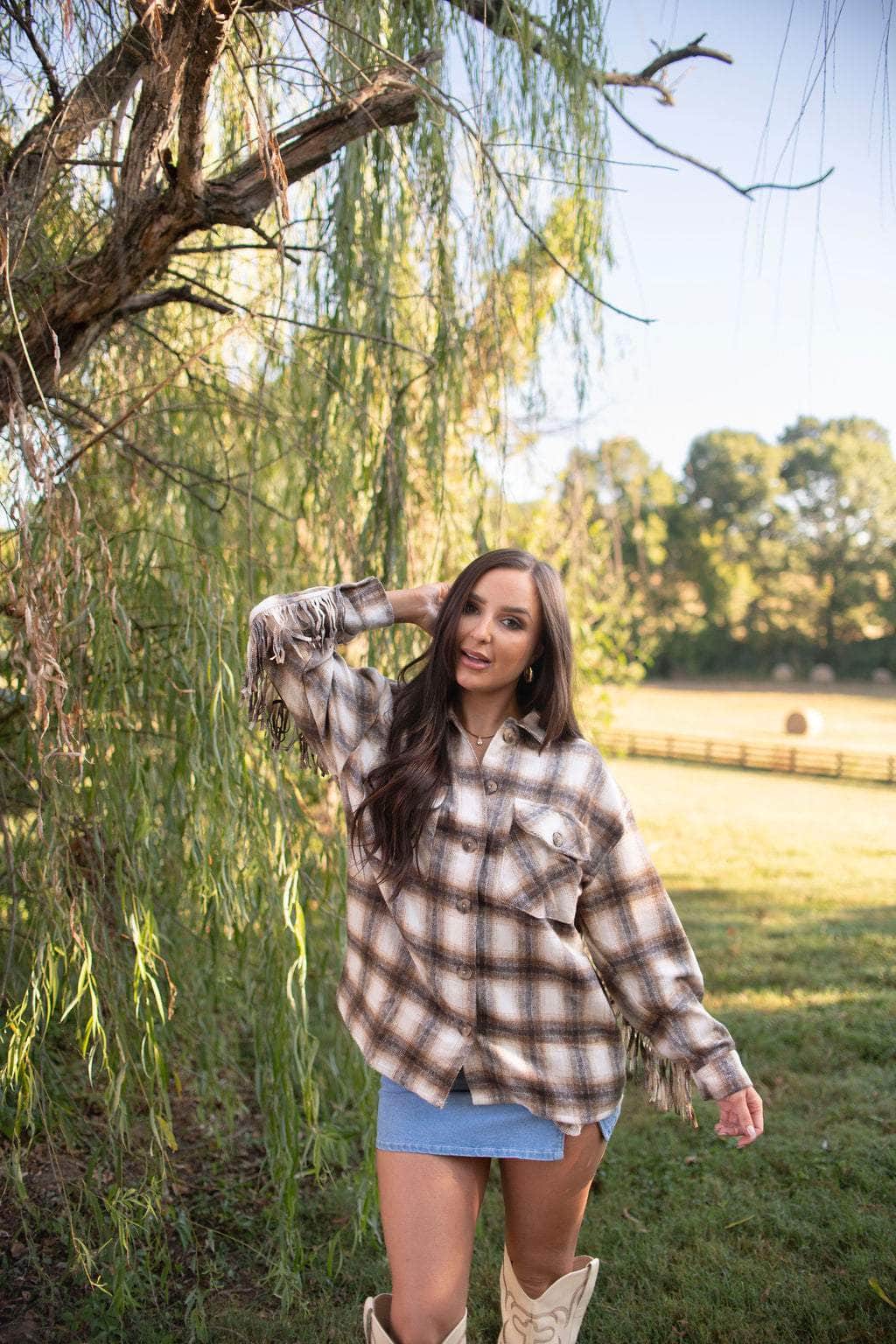 Homestead Fringe Plaid Shacket - Image 2