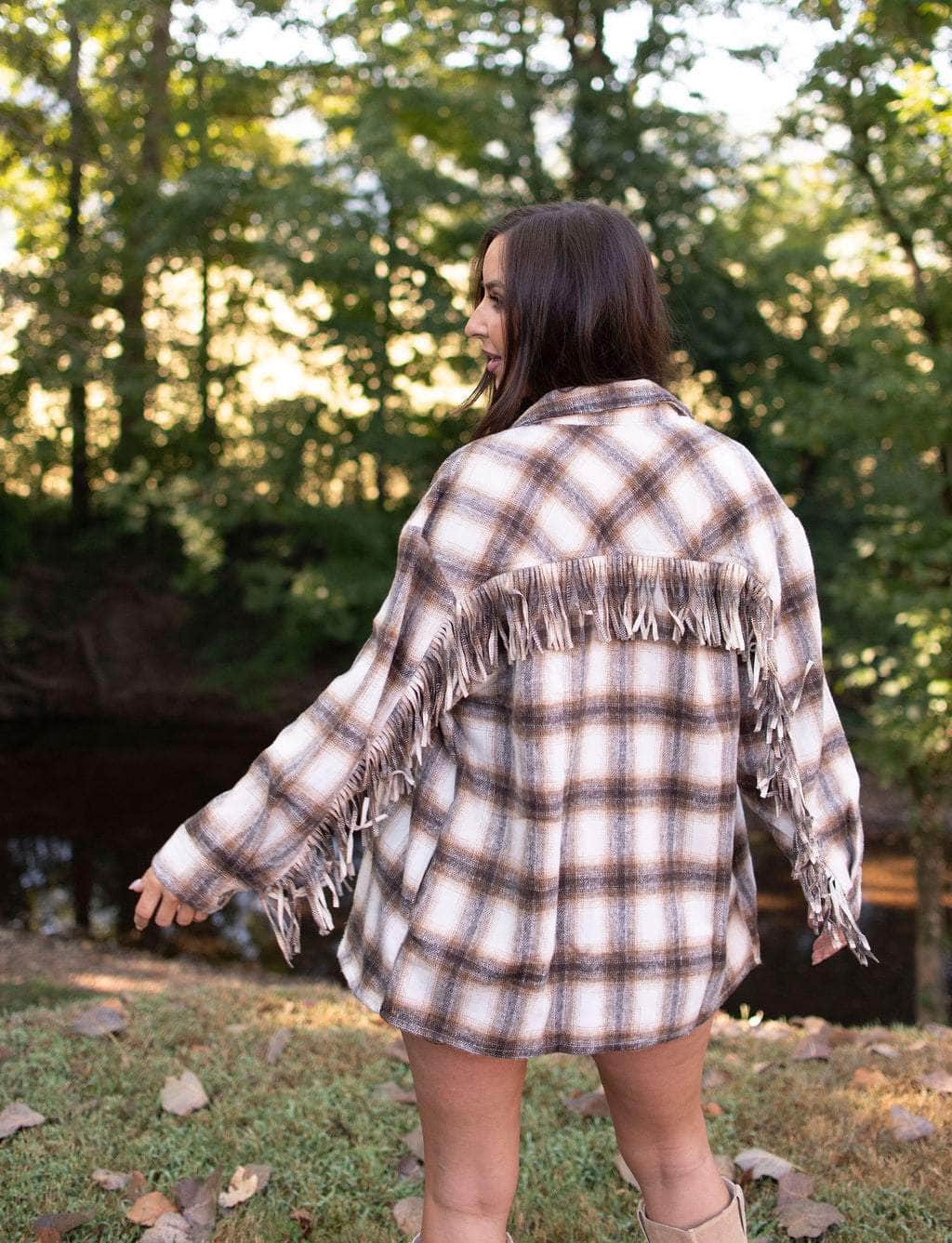 Homestead Fringe Plaid Shacket - Image 6