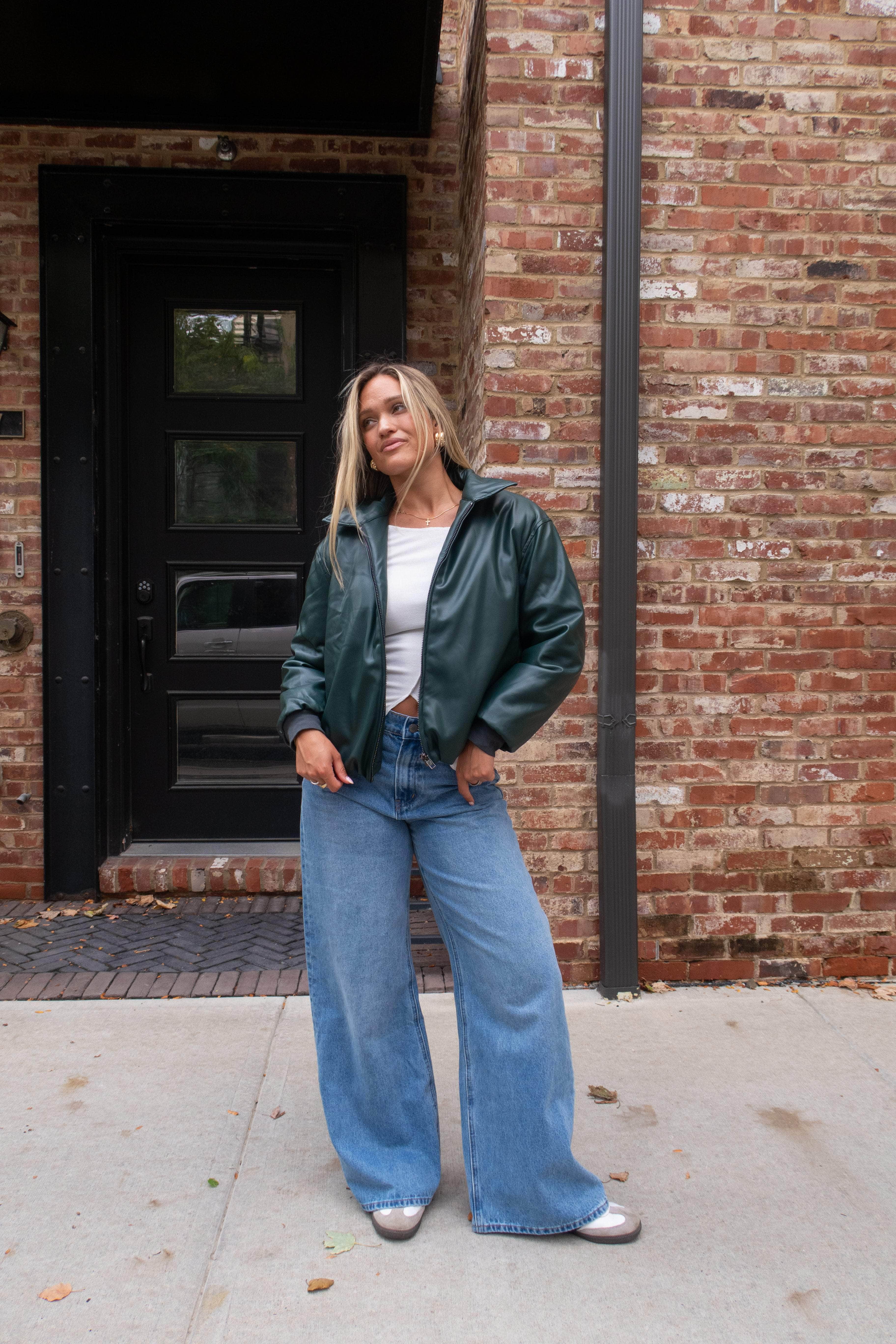 Hunter Green Pleather Jacket - Image 5
