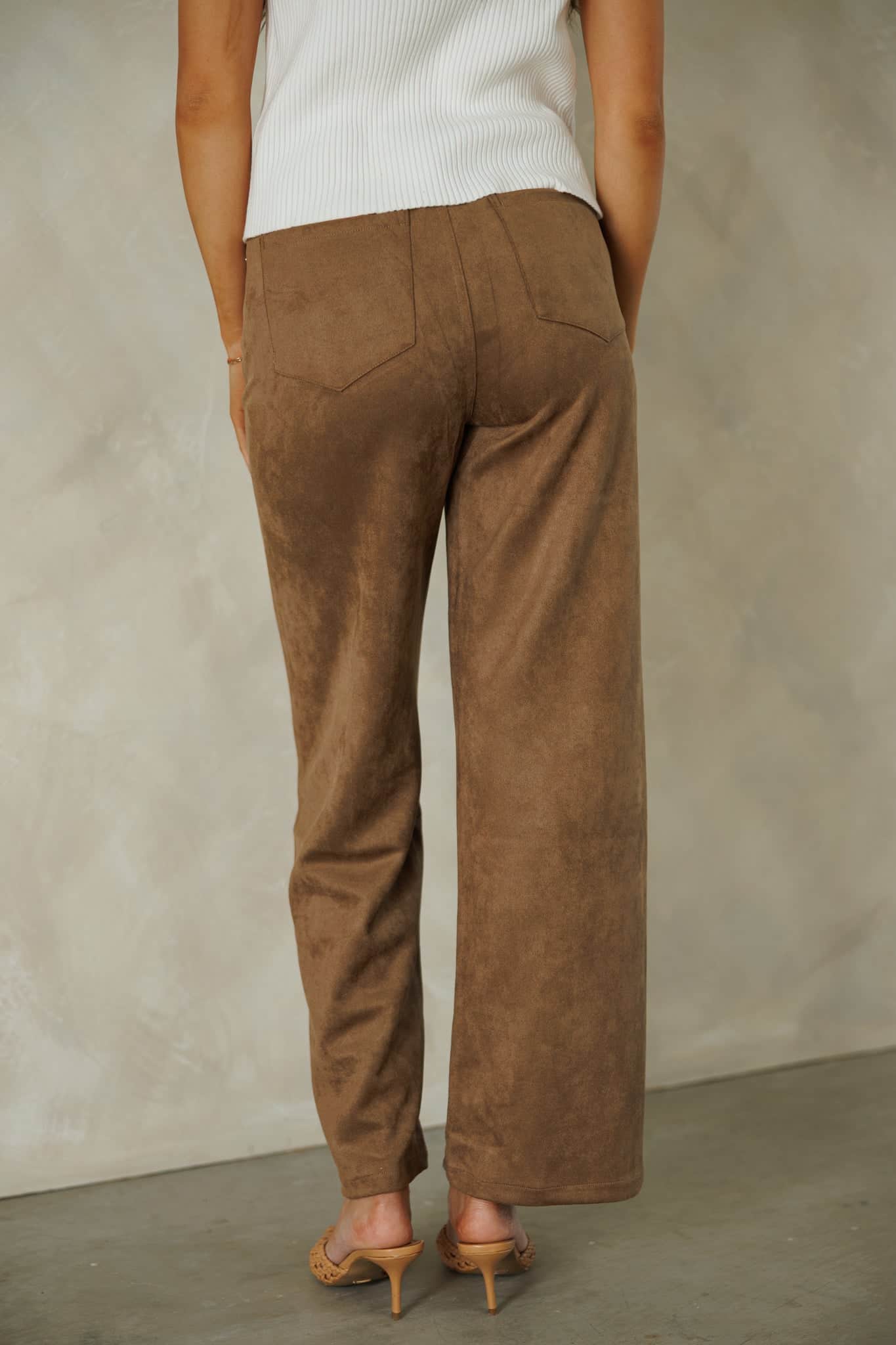Brown Suede Drawstring Pants - Image 2