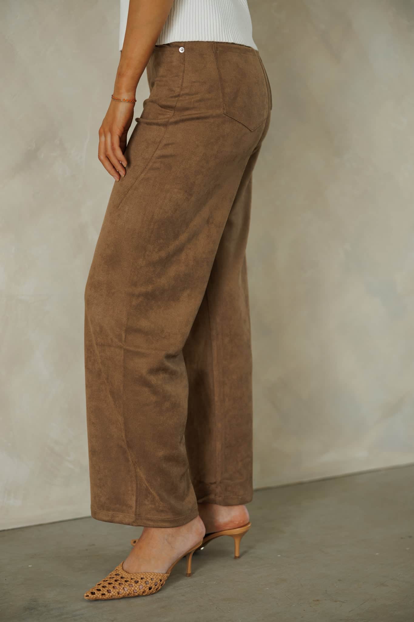 Brown Suede Drawstring Pants - Image 4