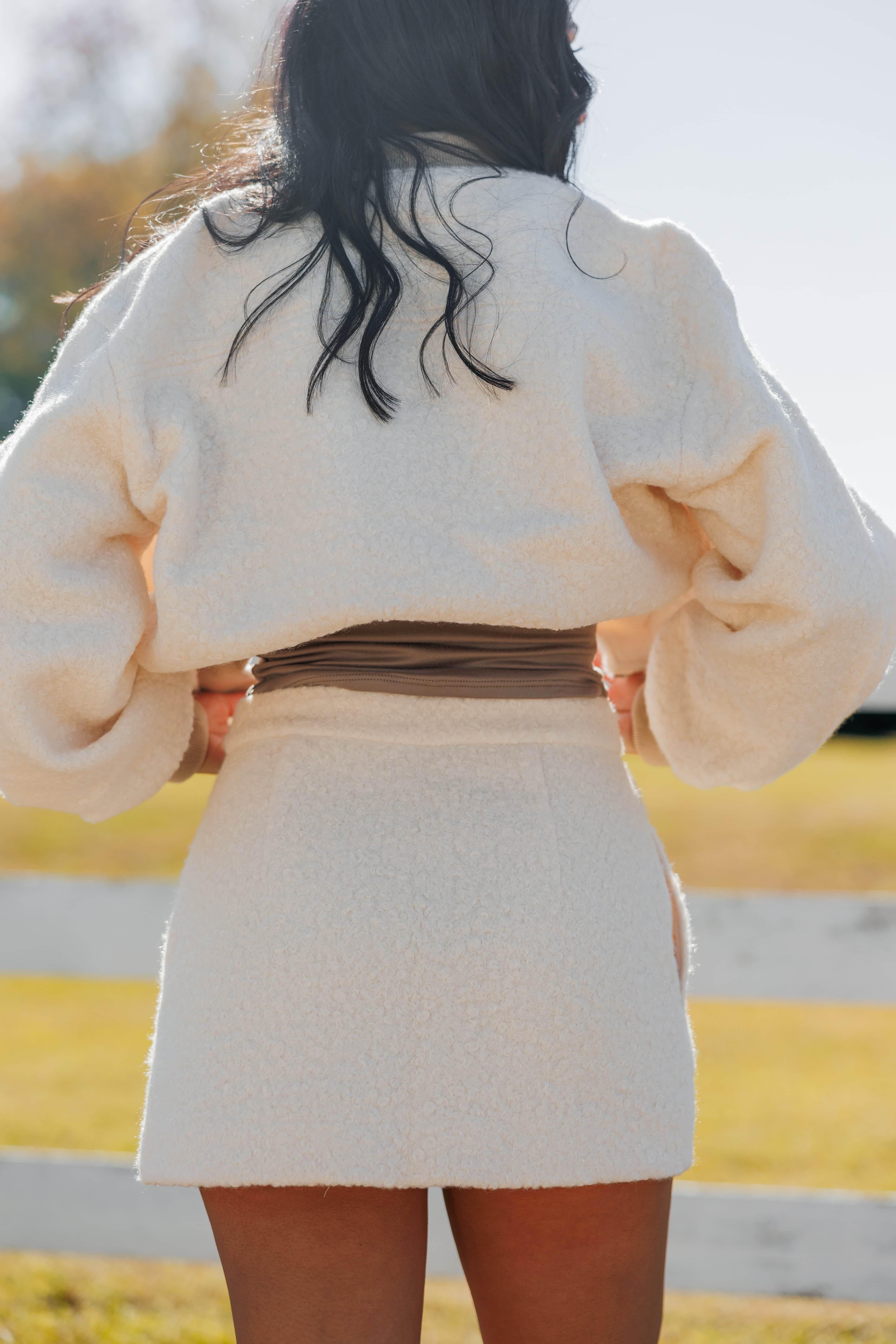 Ivory Fleece Mini Skirt - Image 2