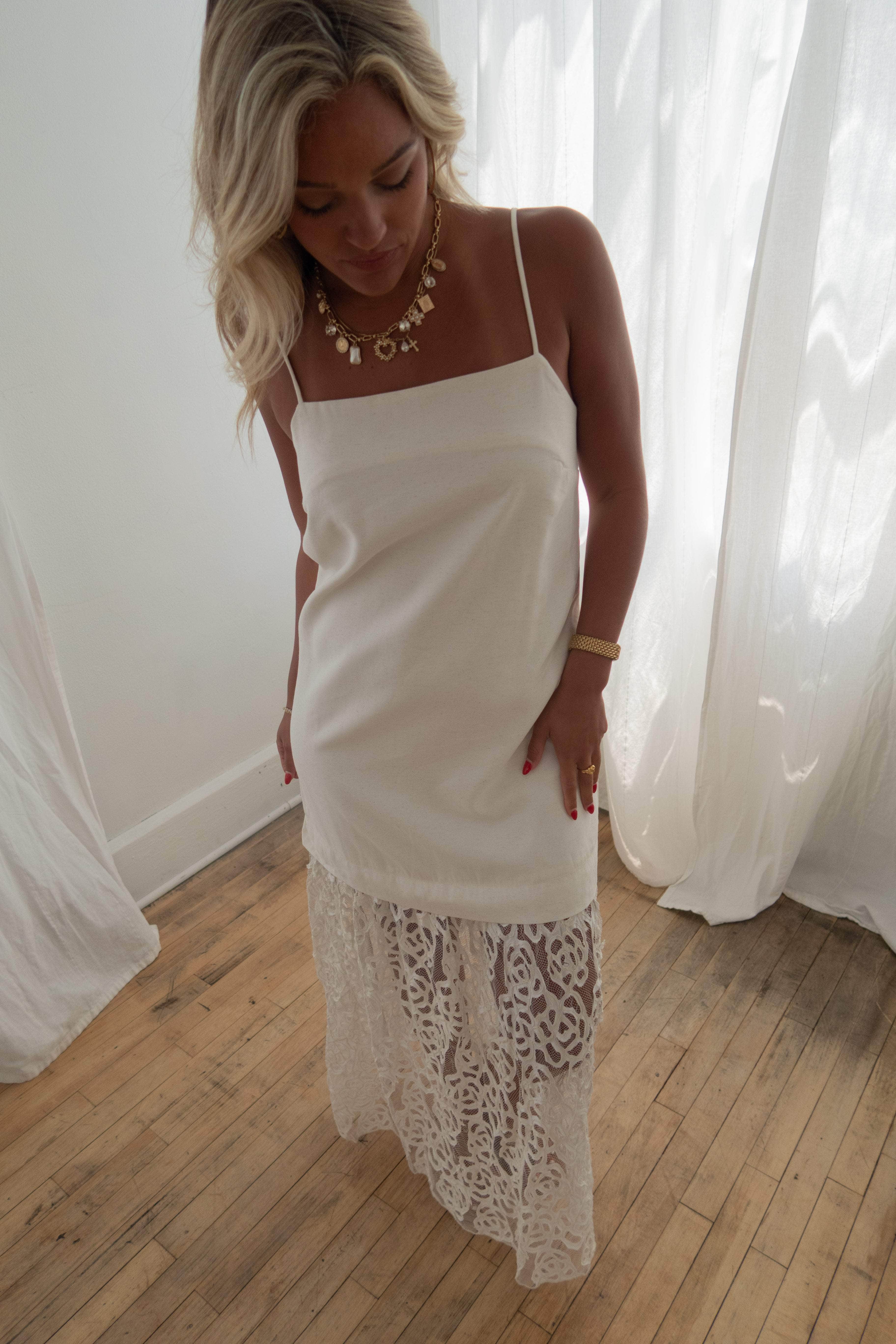 Ivory Rosette Midi Dress - Image 3