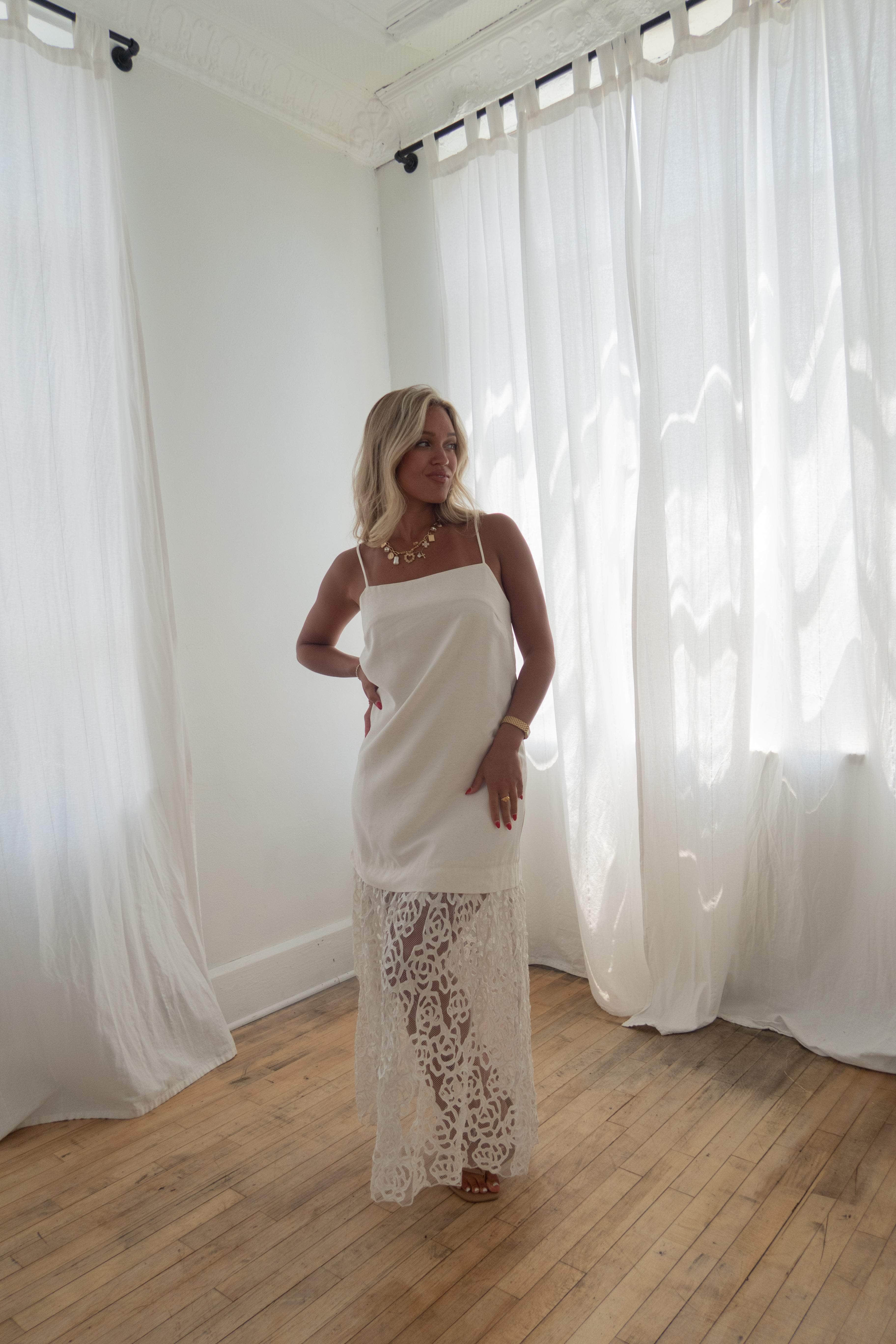 Ivory Rosette Midi Dress - Image 4