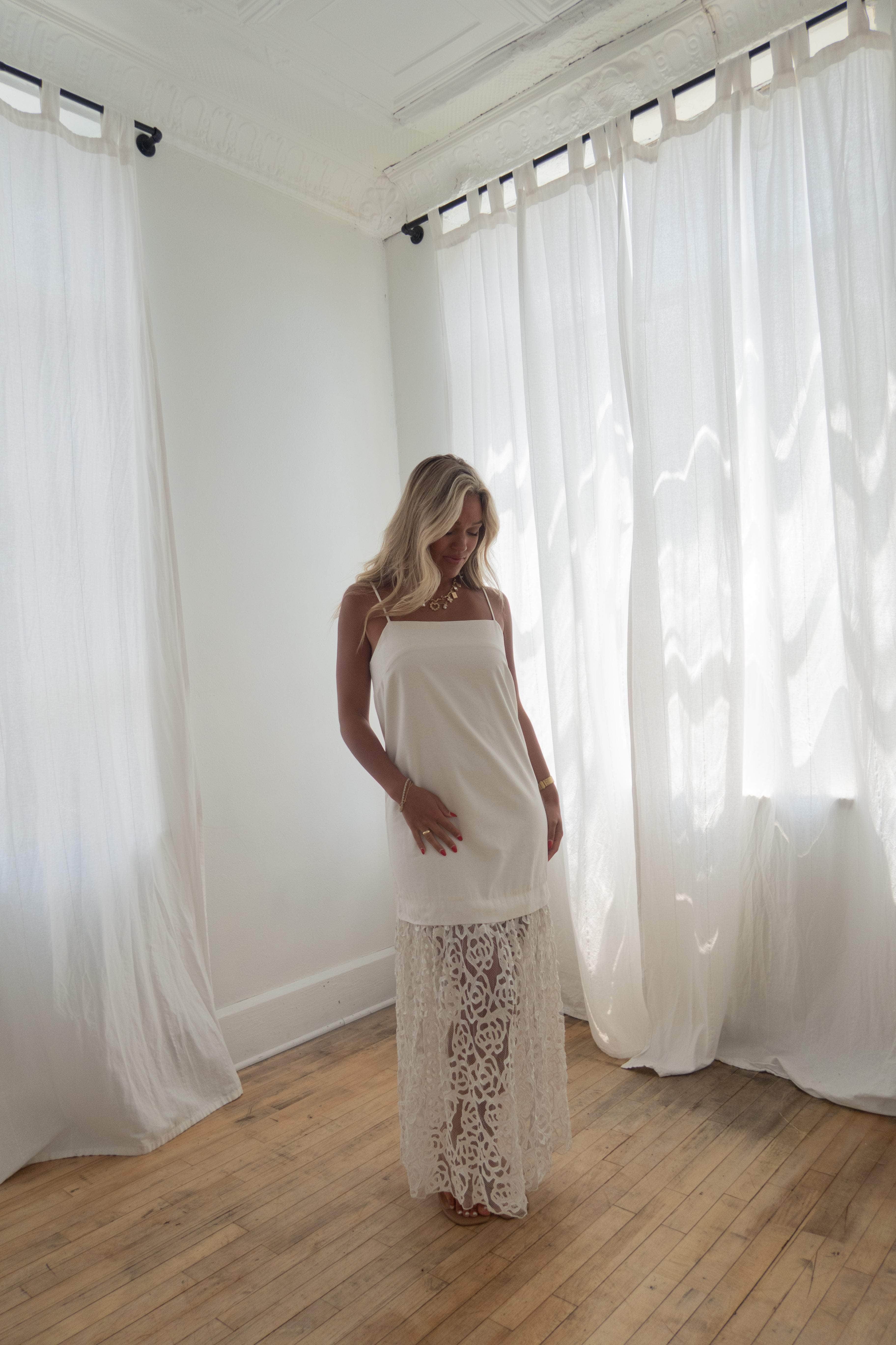 Ivory Rosette Midi Dress - Image 5