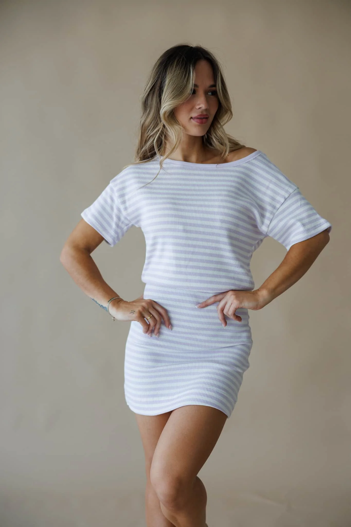 Lila Striped Mini Dress - Image 10