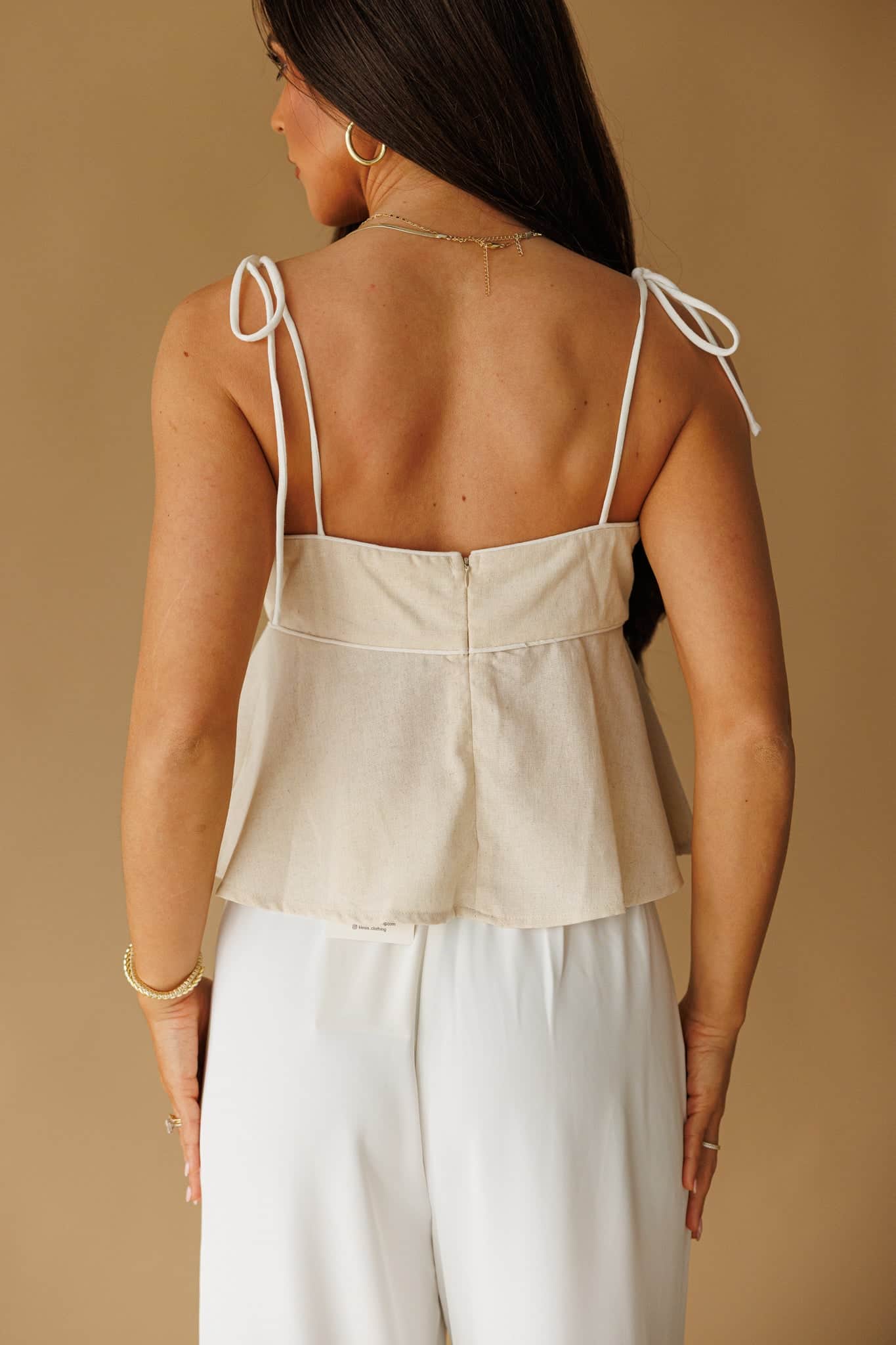 Linen Shoulder Tie Top - Image 2