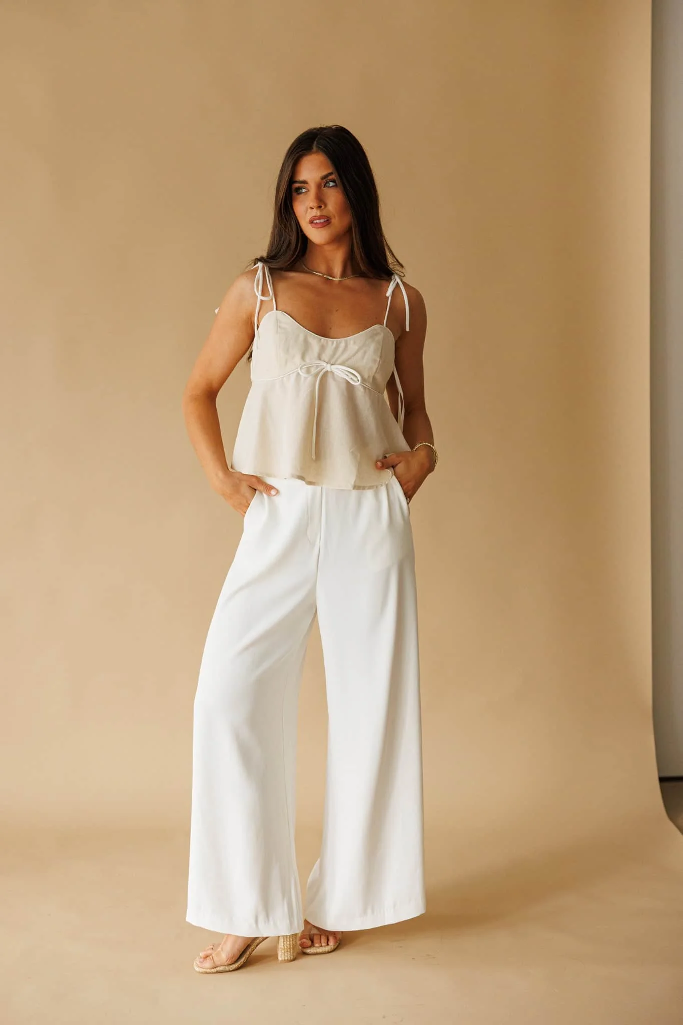 Linen Shoulder Tie Top - Image 5