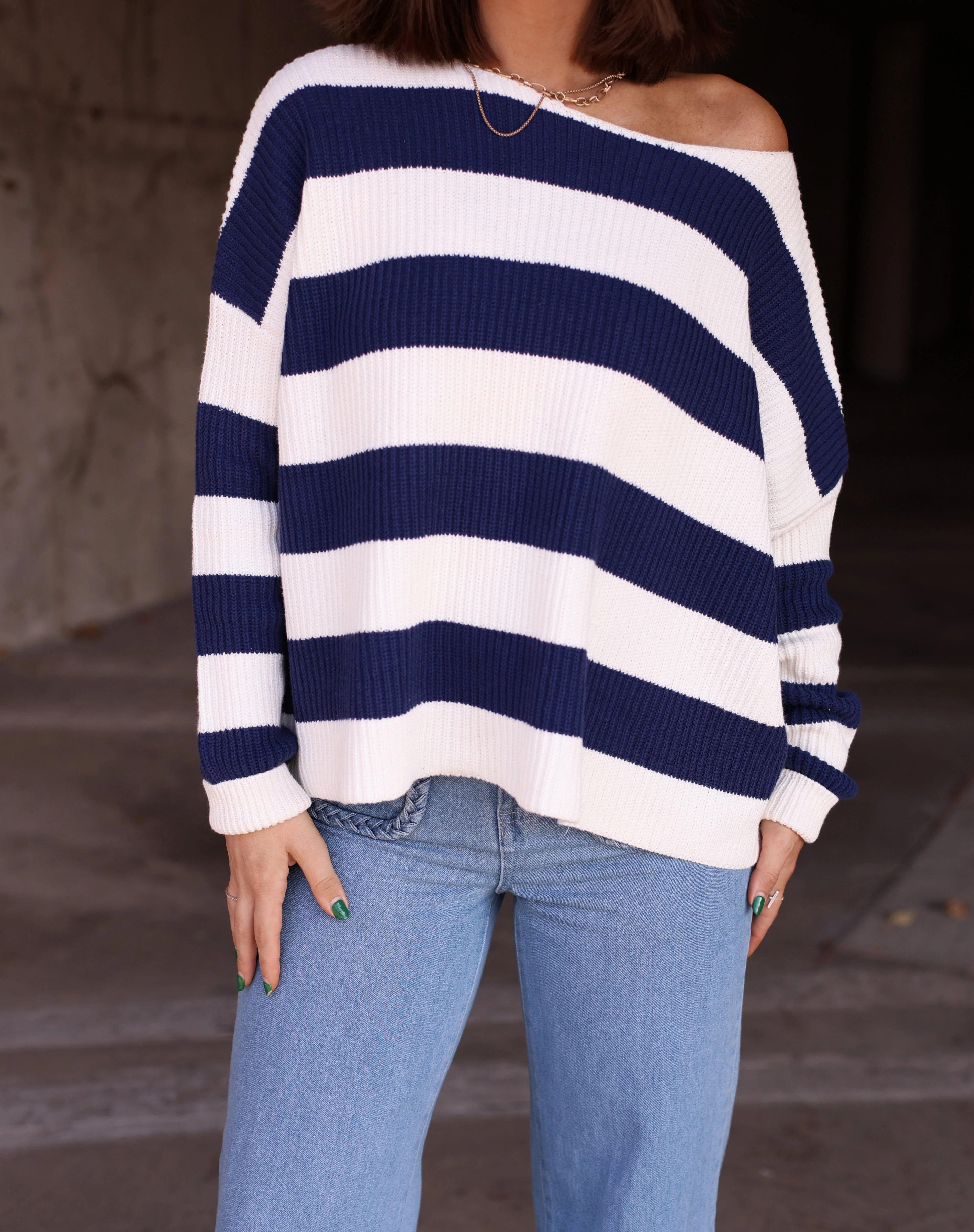 Navy Striped Sweater - Image 2