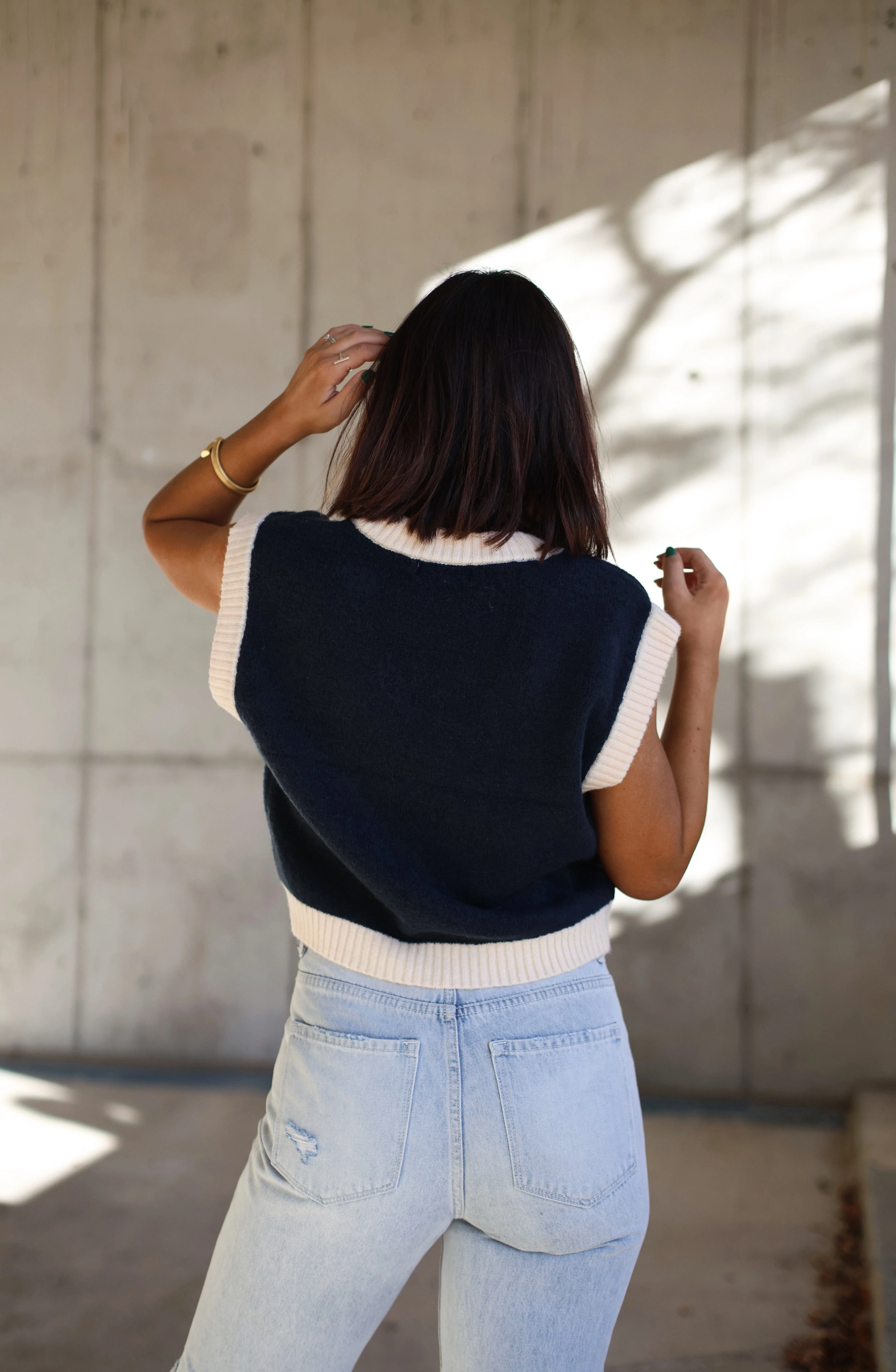Navy Trim Sweater Vest - Image 2