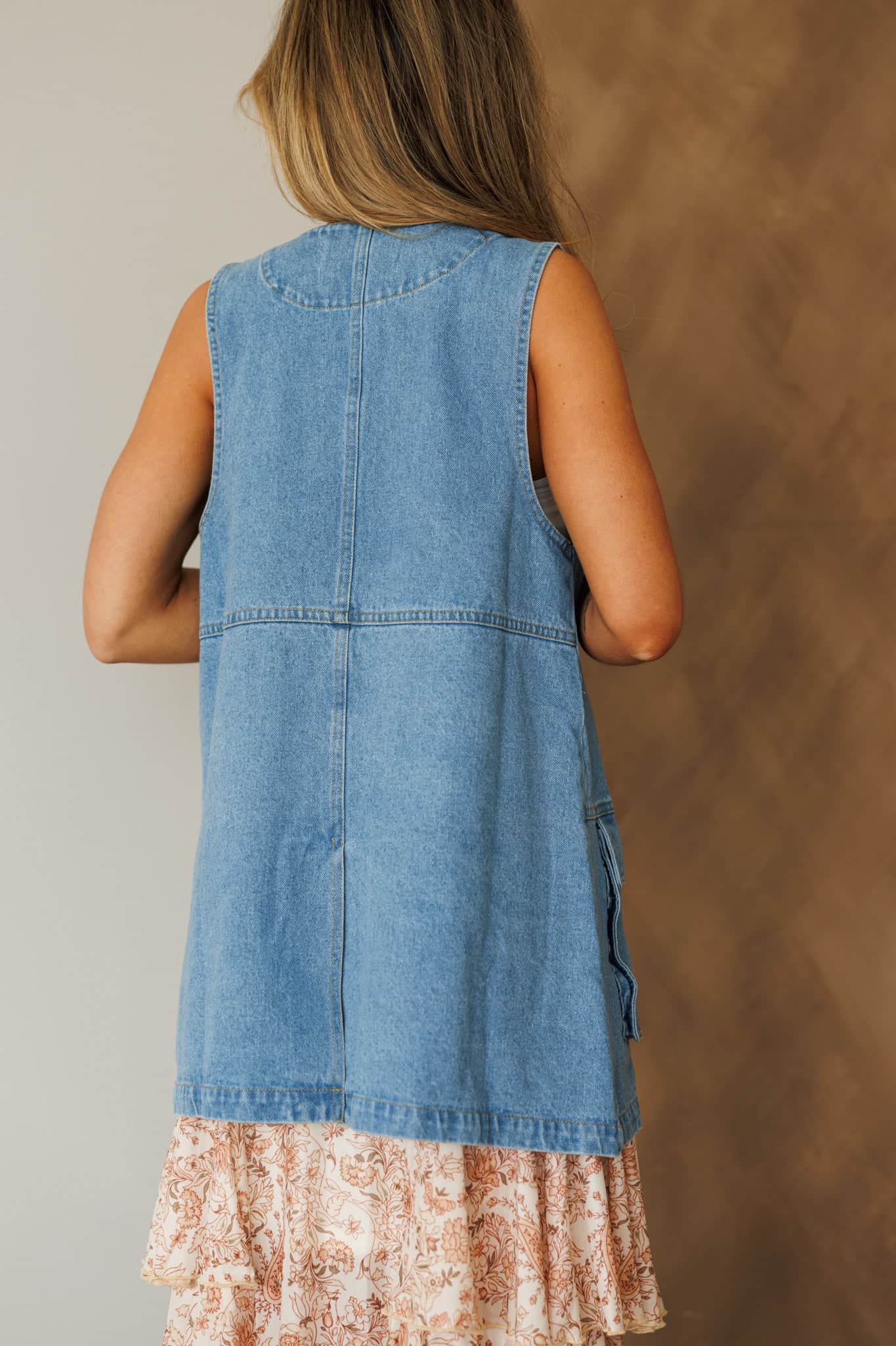 Oversized Denim Pocket Vest - Image 6