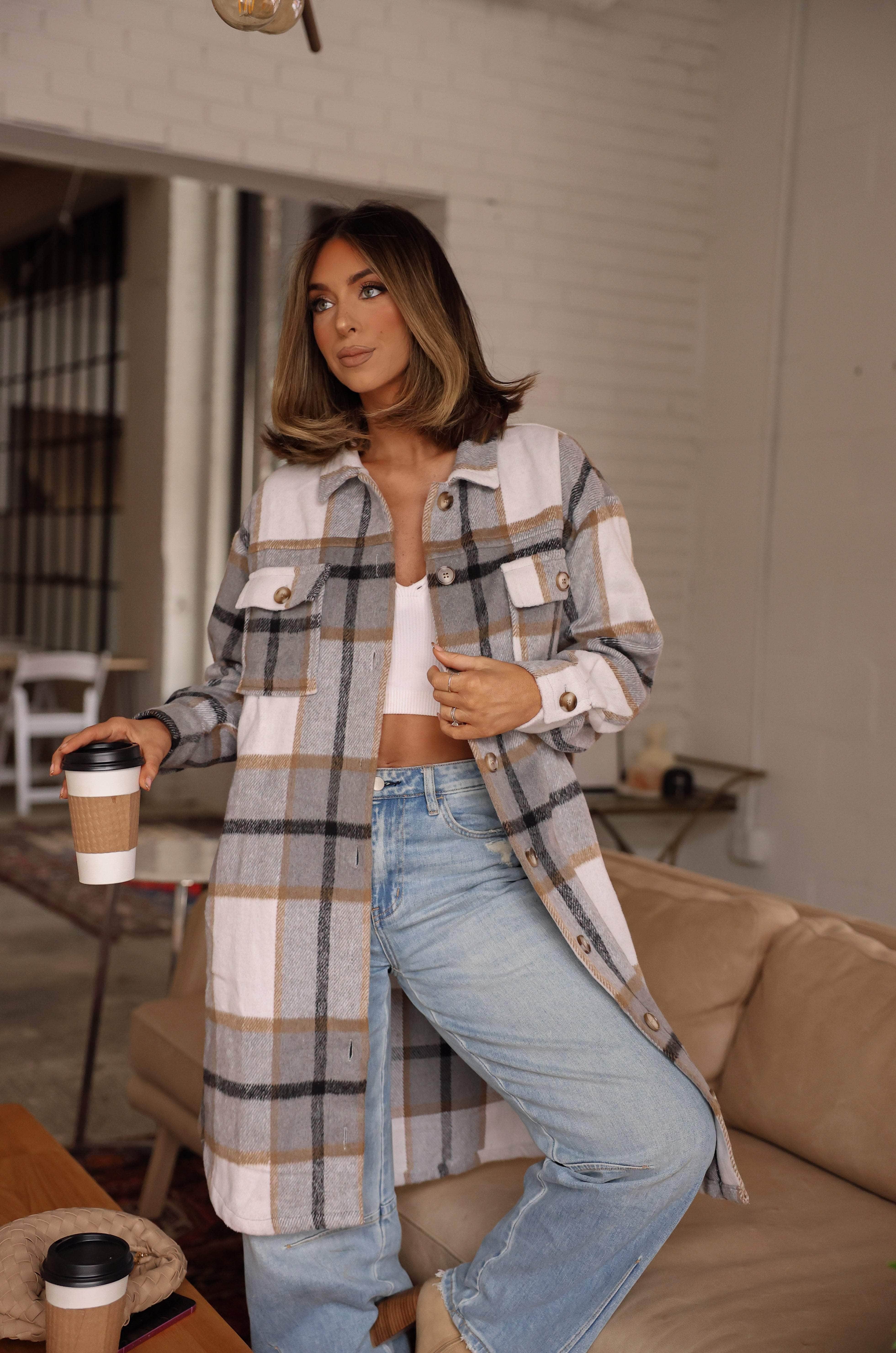 Plaid Long Shacket - Image 4