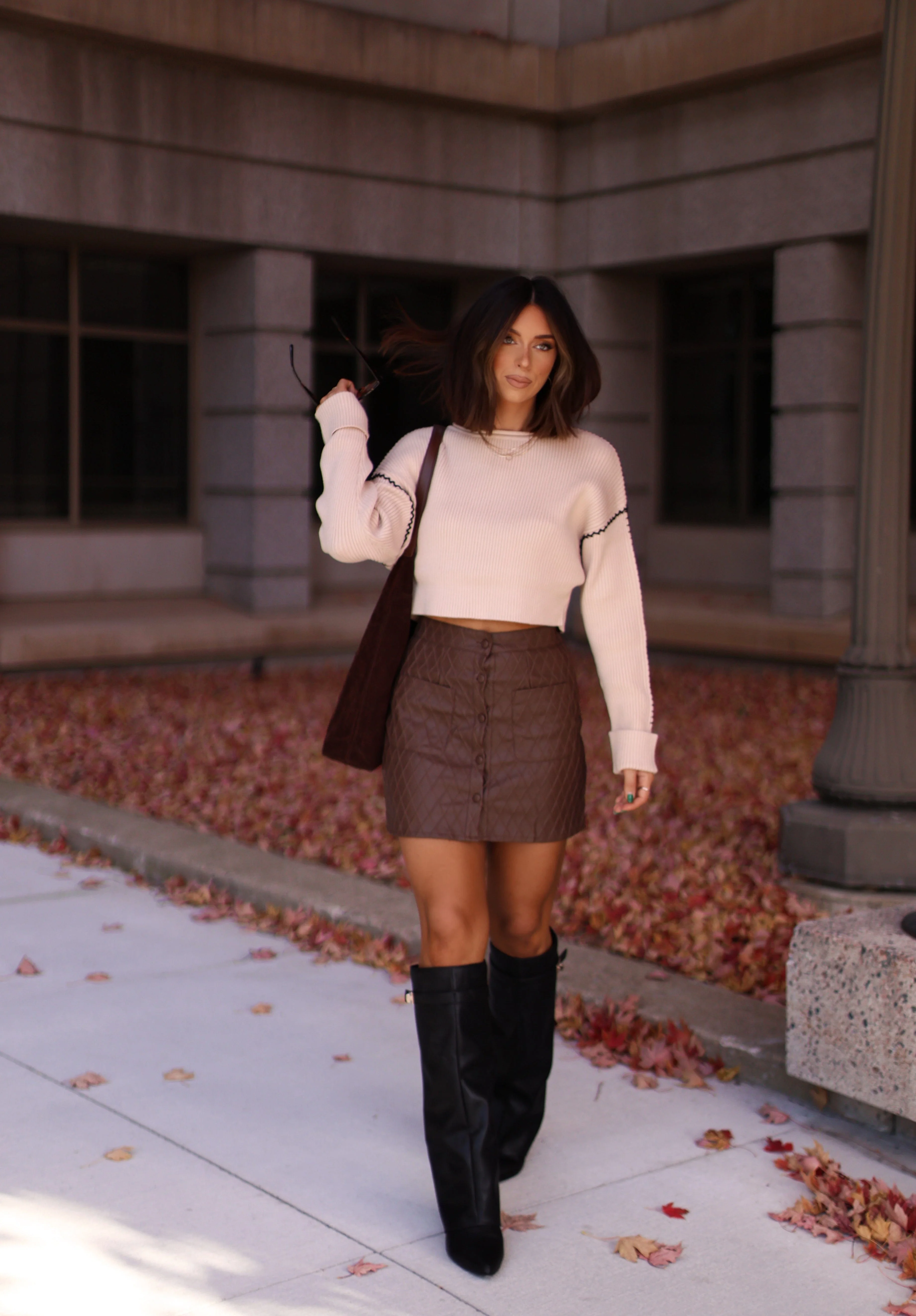 Quilted Faux Leather Skirt - Image 6