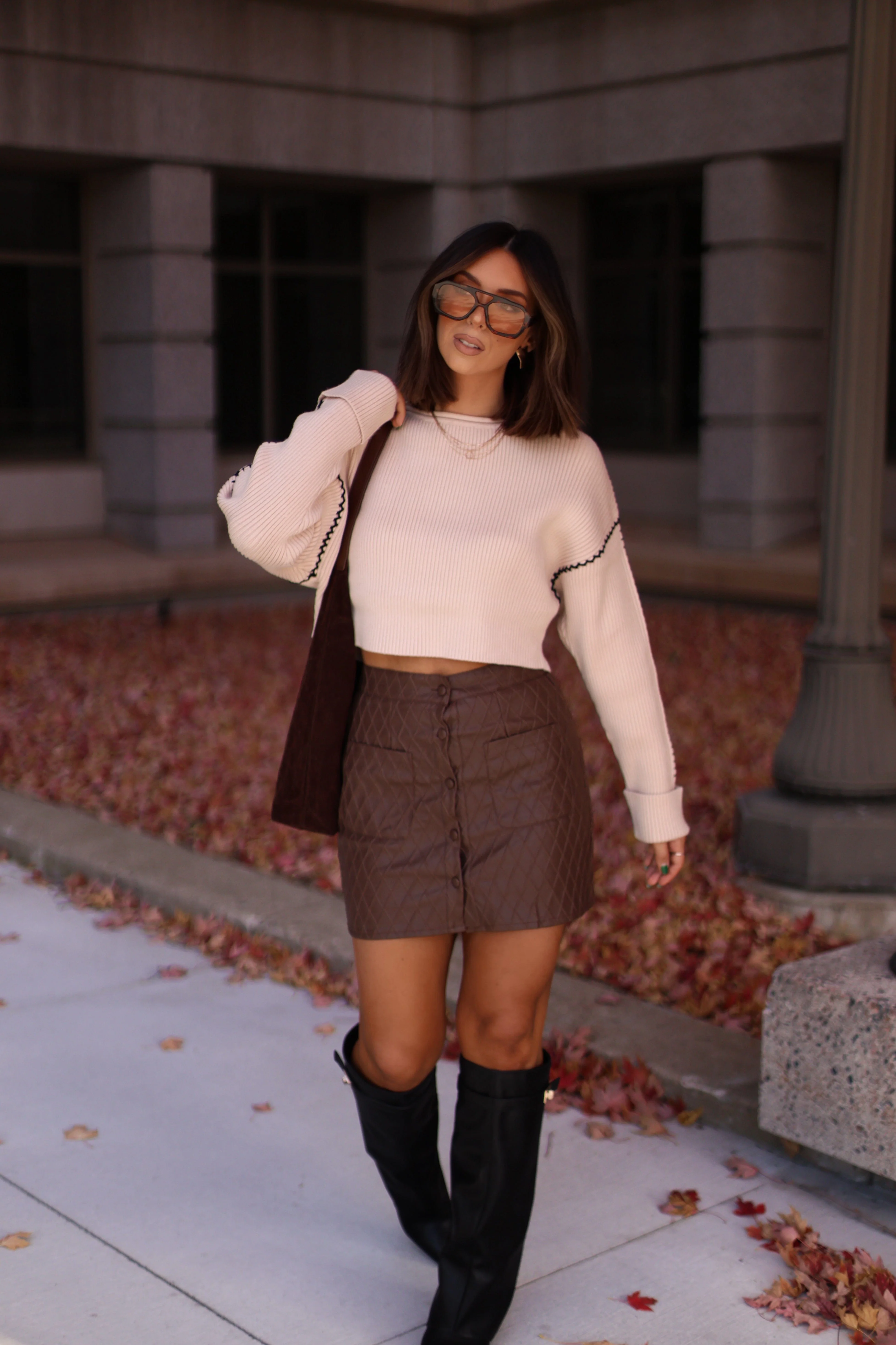 Quilted Faux Leather Skirt - Image 7