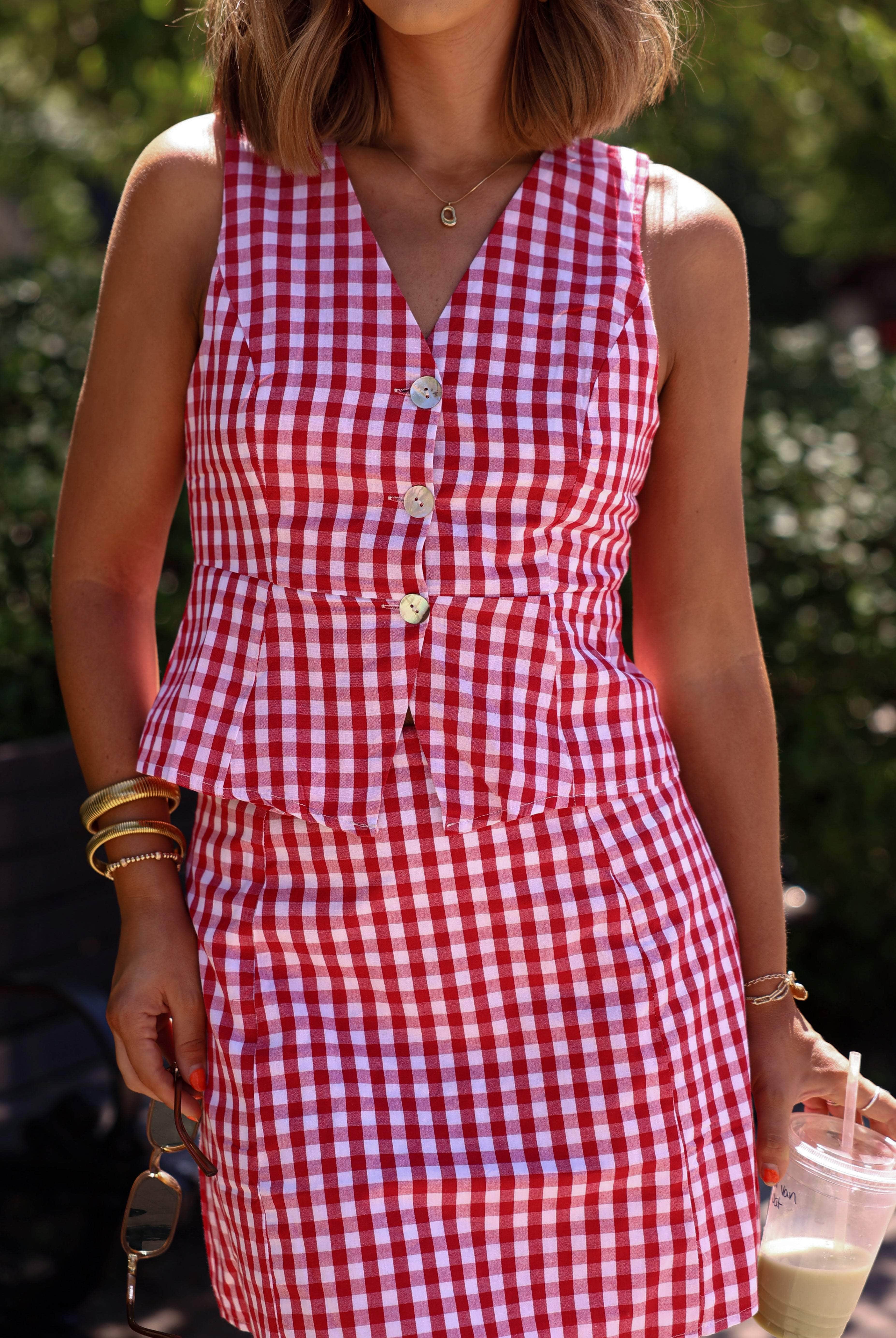 Red Gingham Vest Top - Image 2