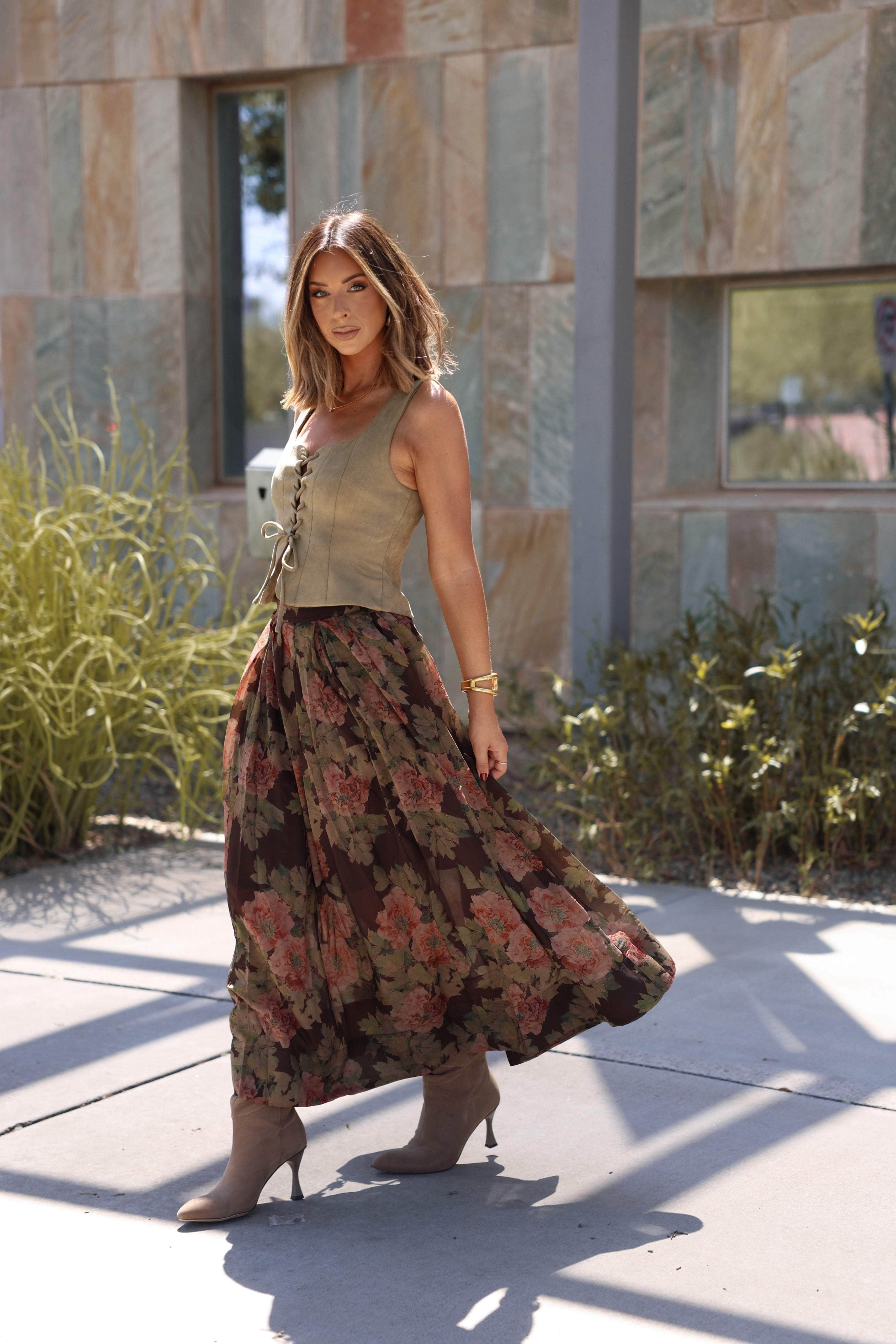 Romanticize Fall Floral Skirt - Image 5