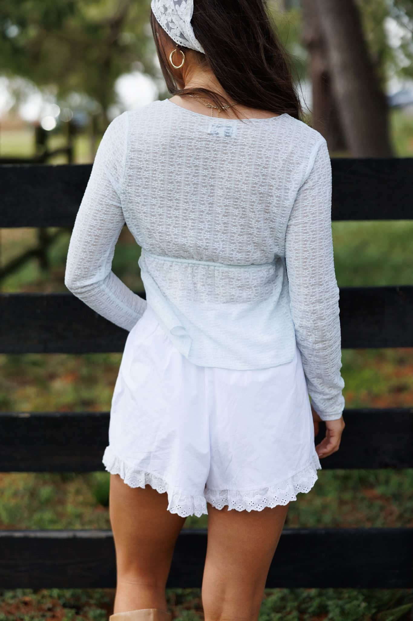 Sky Blue Lace Tie Top - Image 4