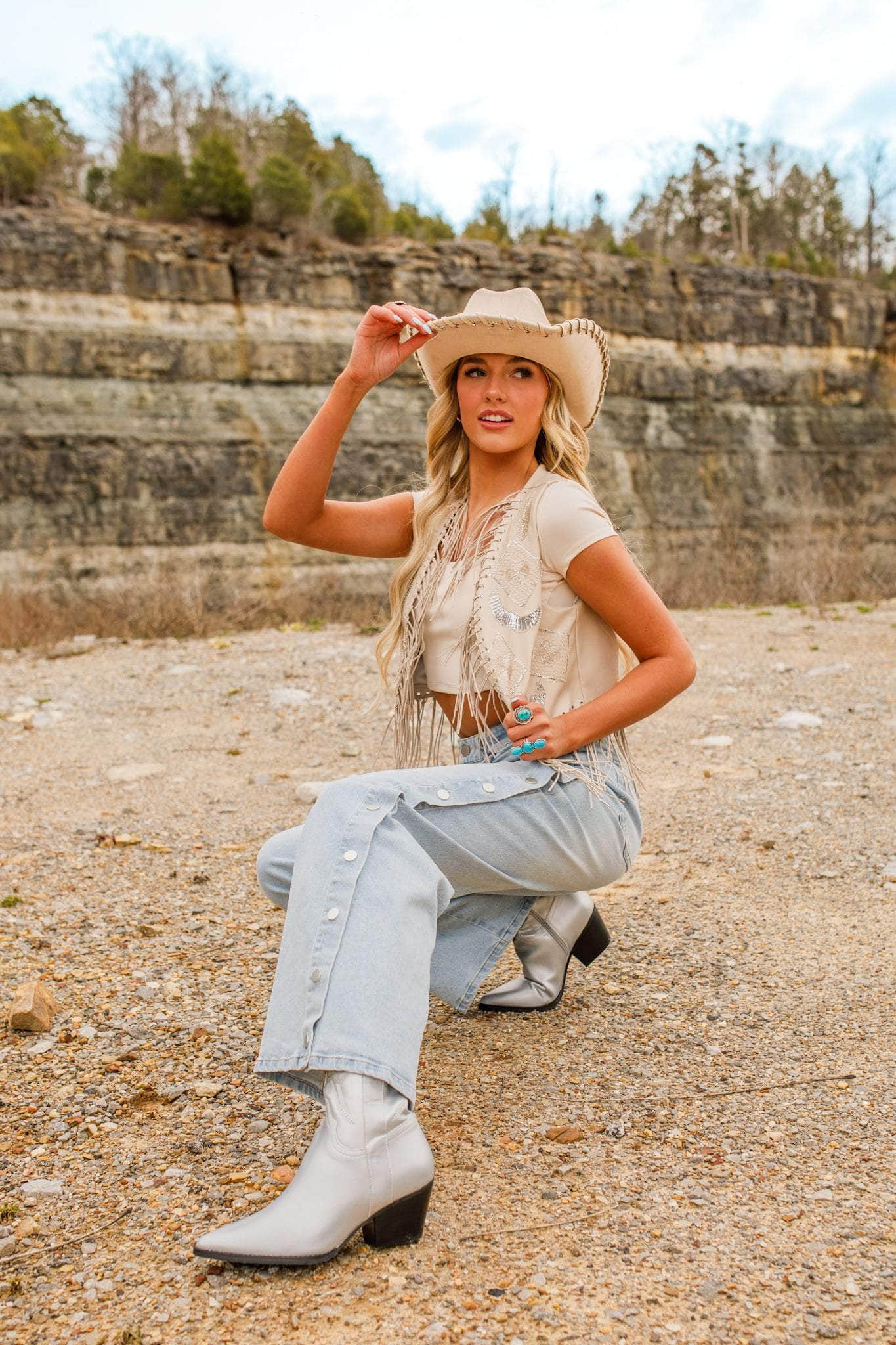 Snap Up Wide Leg Denim - Image 5