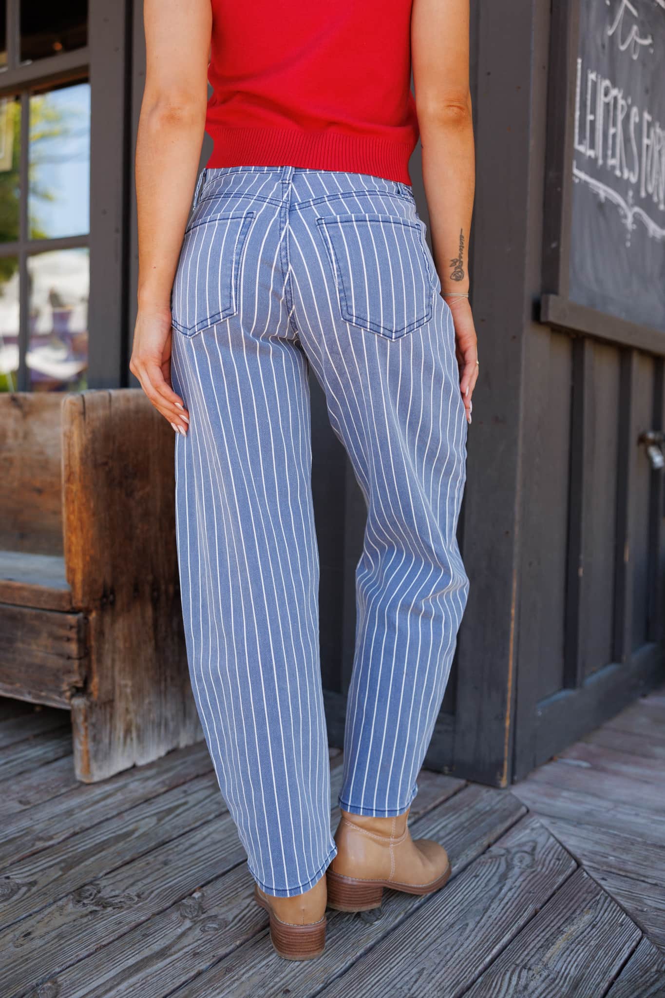Just Black Striped Barrel Jean - Image 4