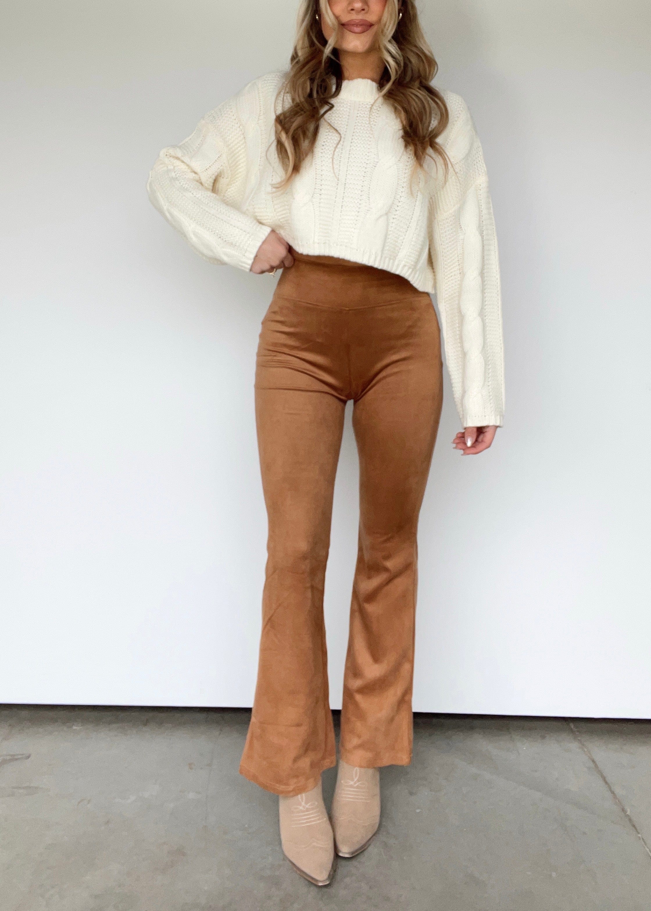 Suede Flare Leggings - Image 5