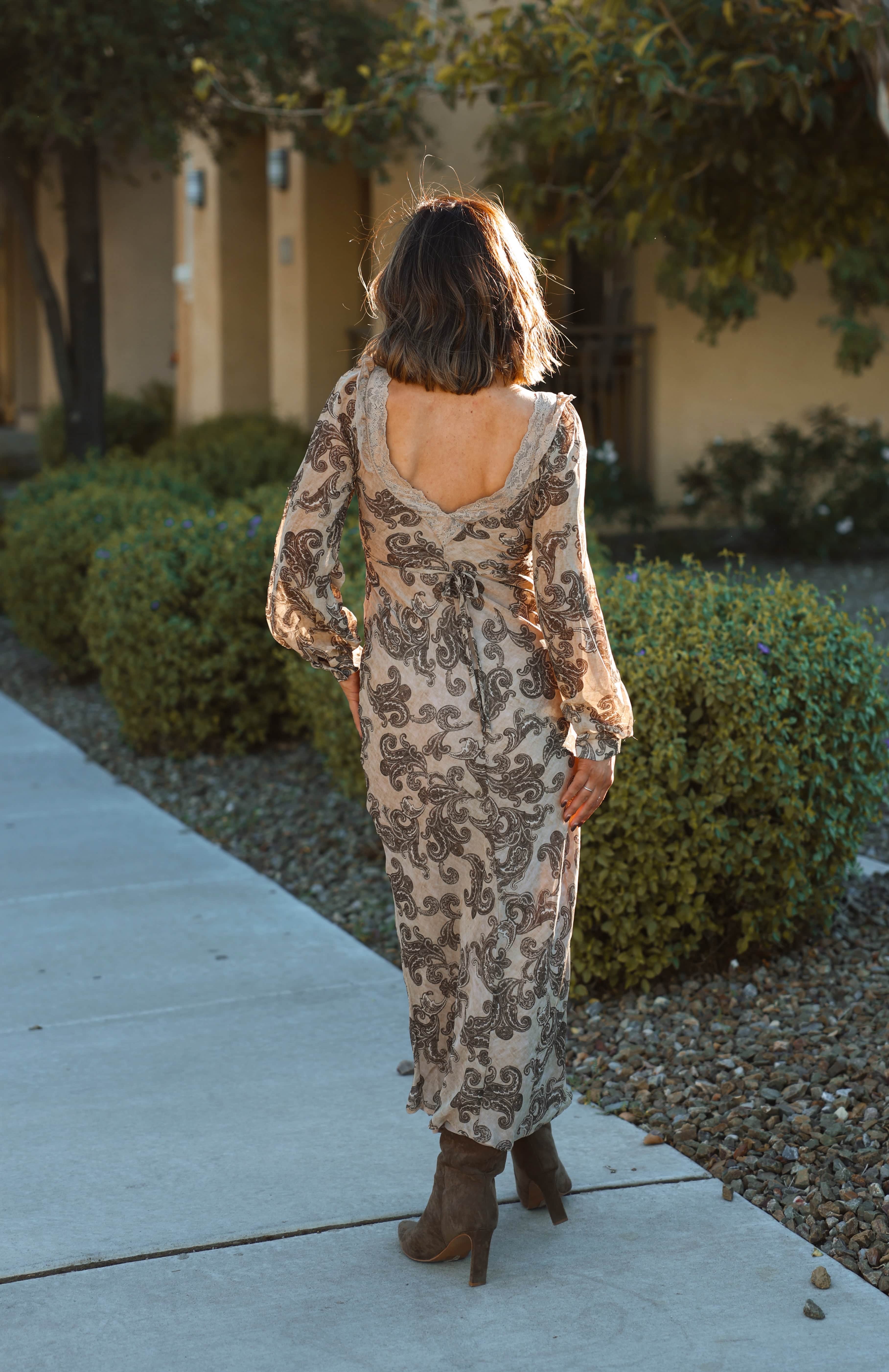 Tan Paisley Print Maxi Dress - Image 2