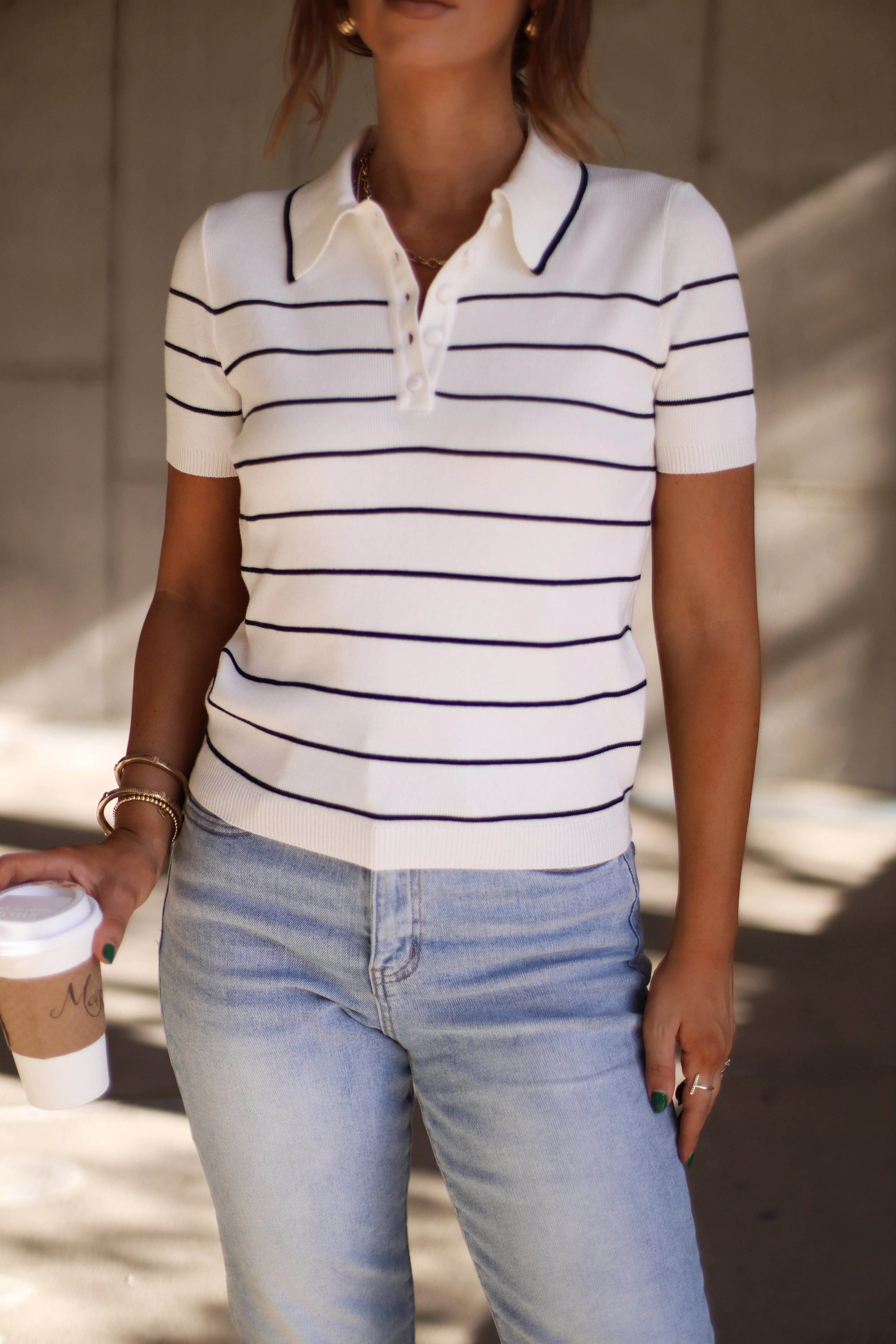 Striped Knit Polo - Image 3