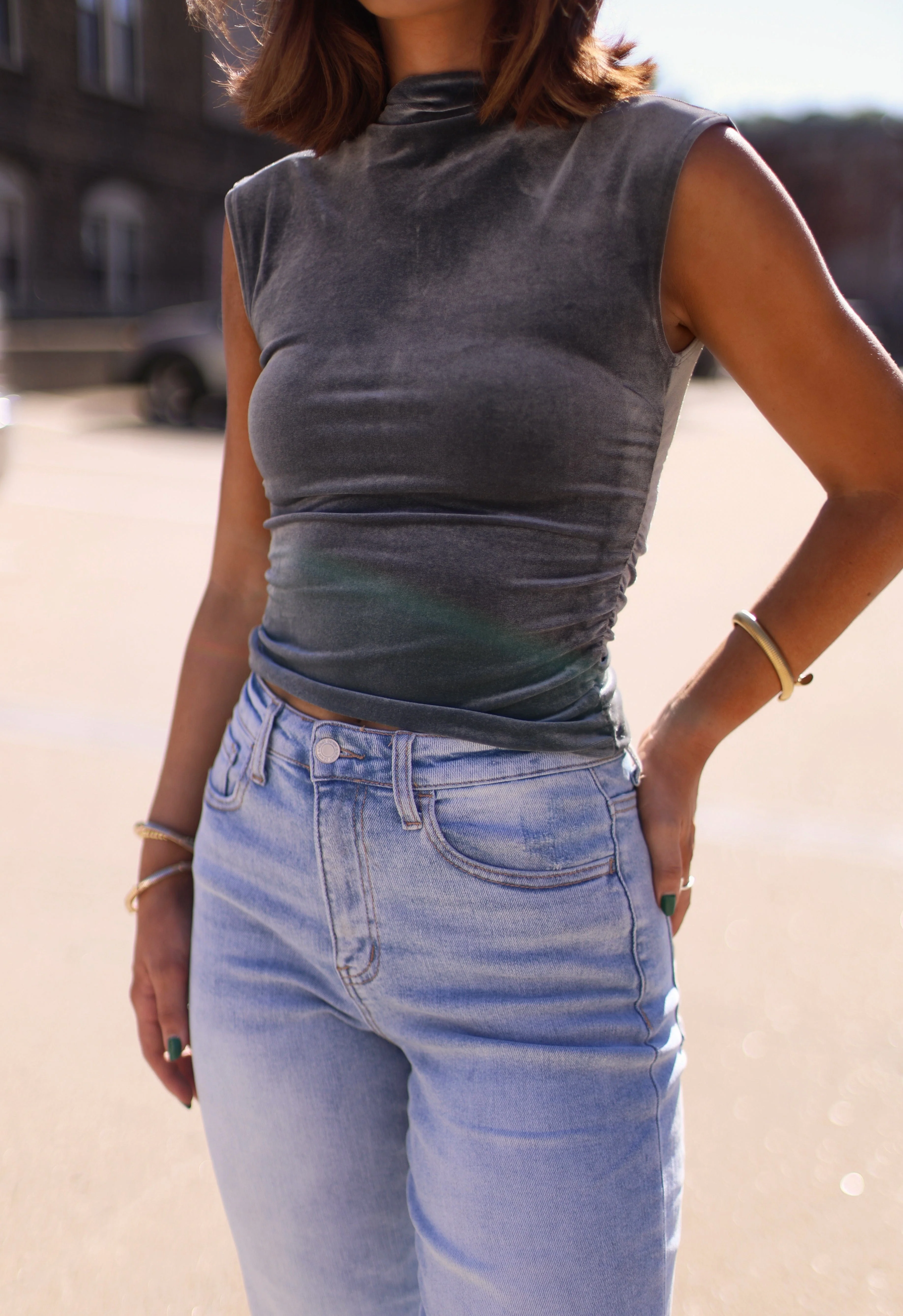 Velvet Mock Neck Top - Image 6